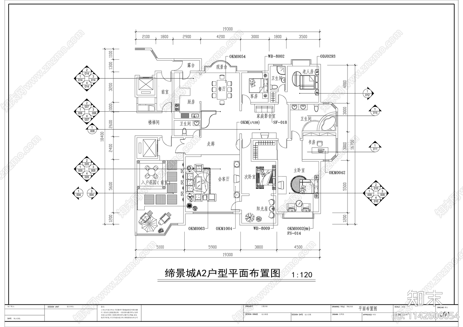 欧式大平层室内装修cad施工图下载【ID:1142600054】