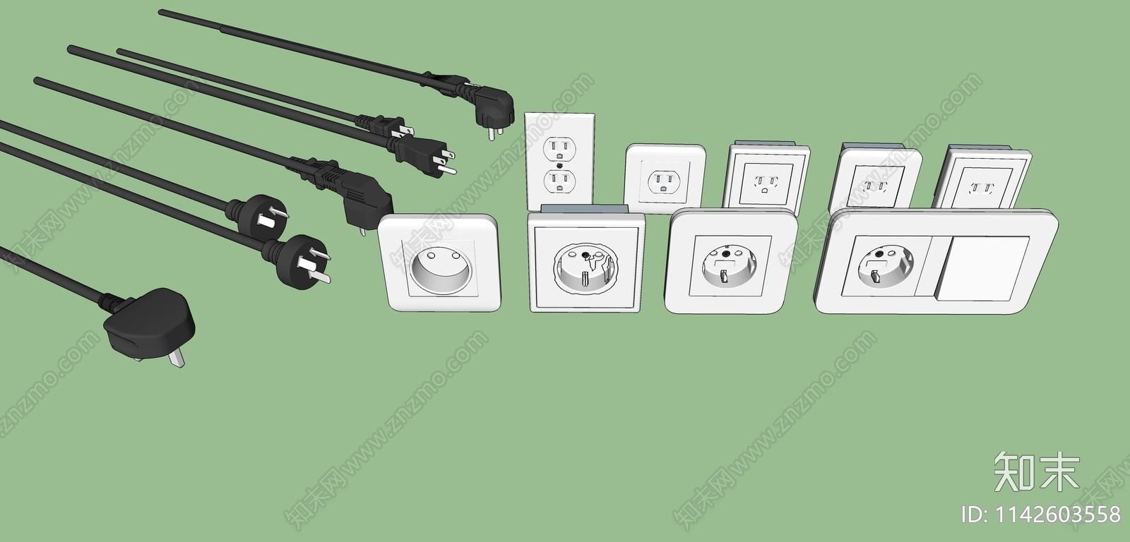 现代插座SU模型下载【ID:1142603558】