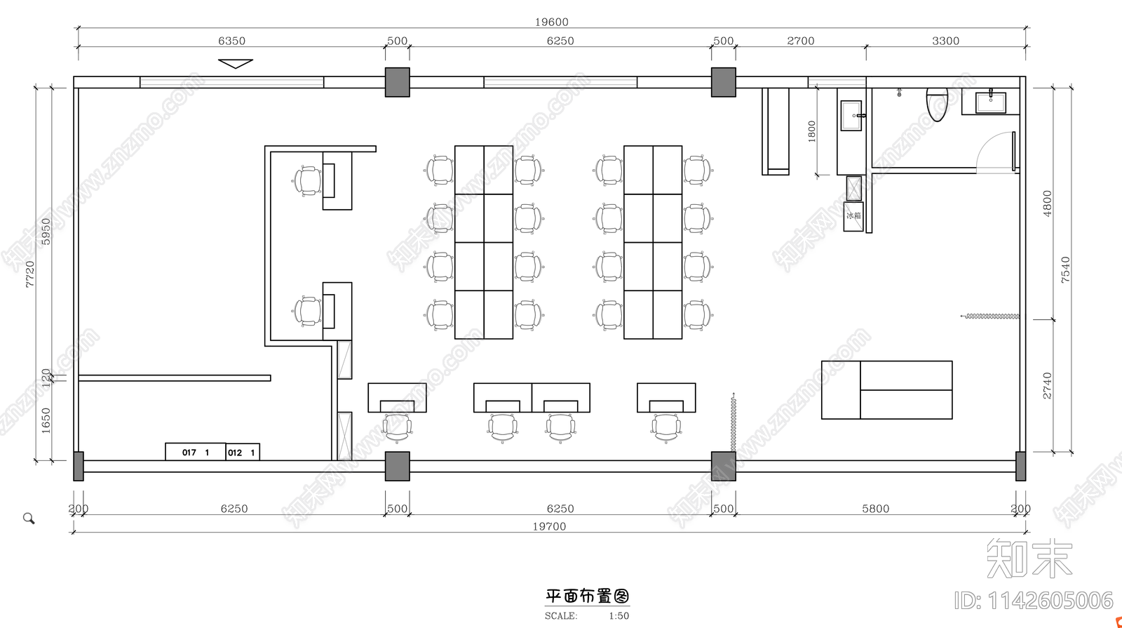 小型办公室室内装修施工图下载【ID:1142605006】