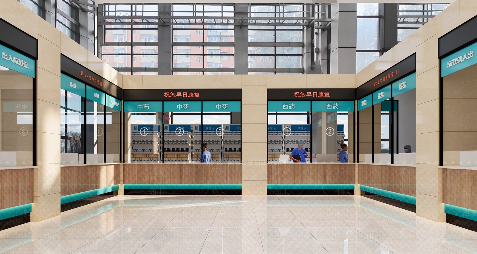 现代医院大厅SU模型下载【ID:1142609173】