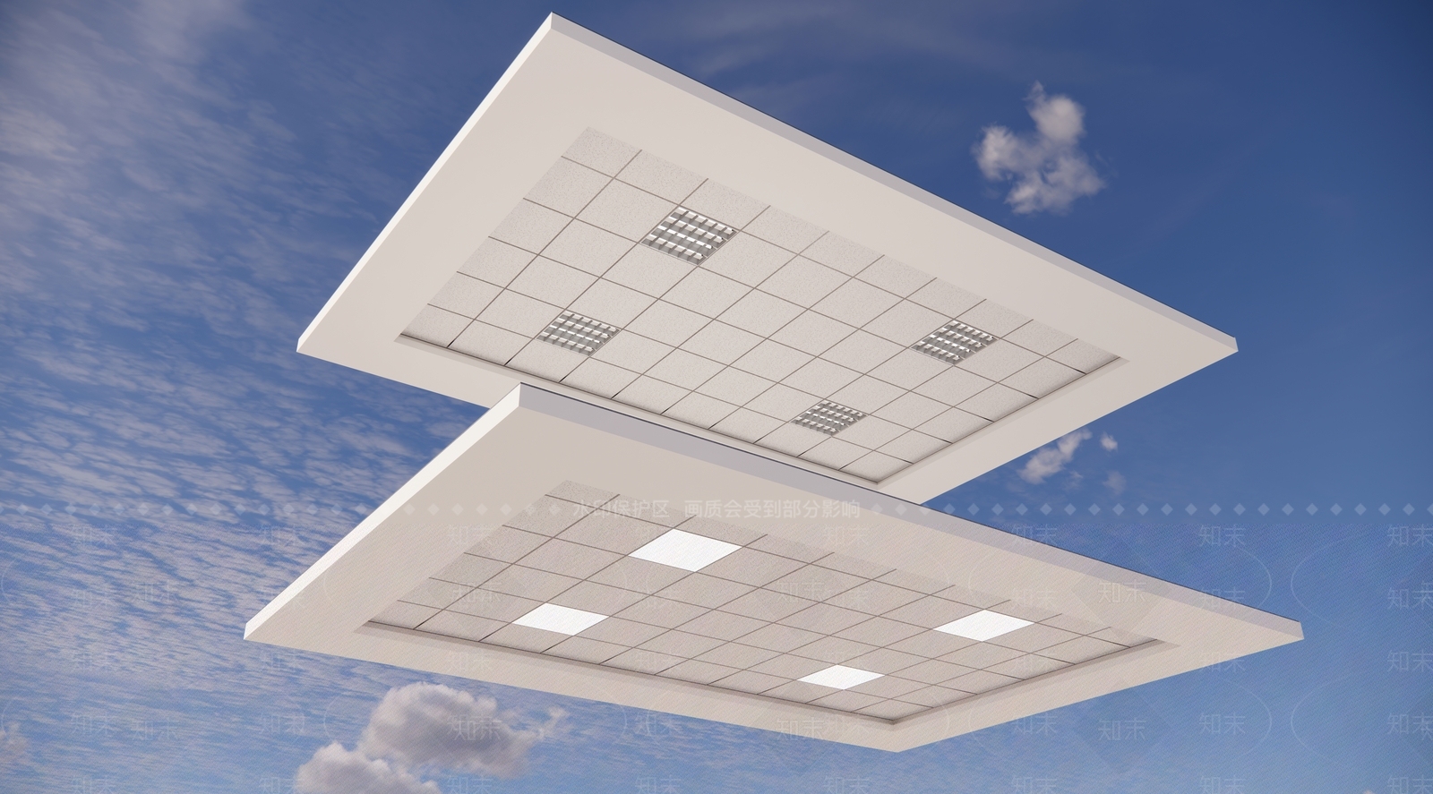 现代矿棉板吊顶模型SU模型下载【ID:1142617101】