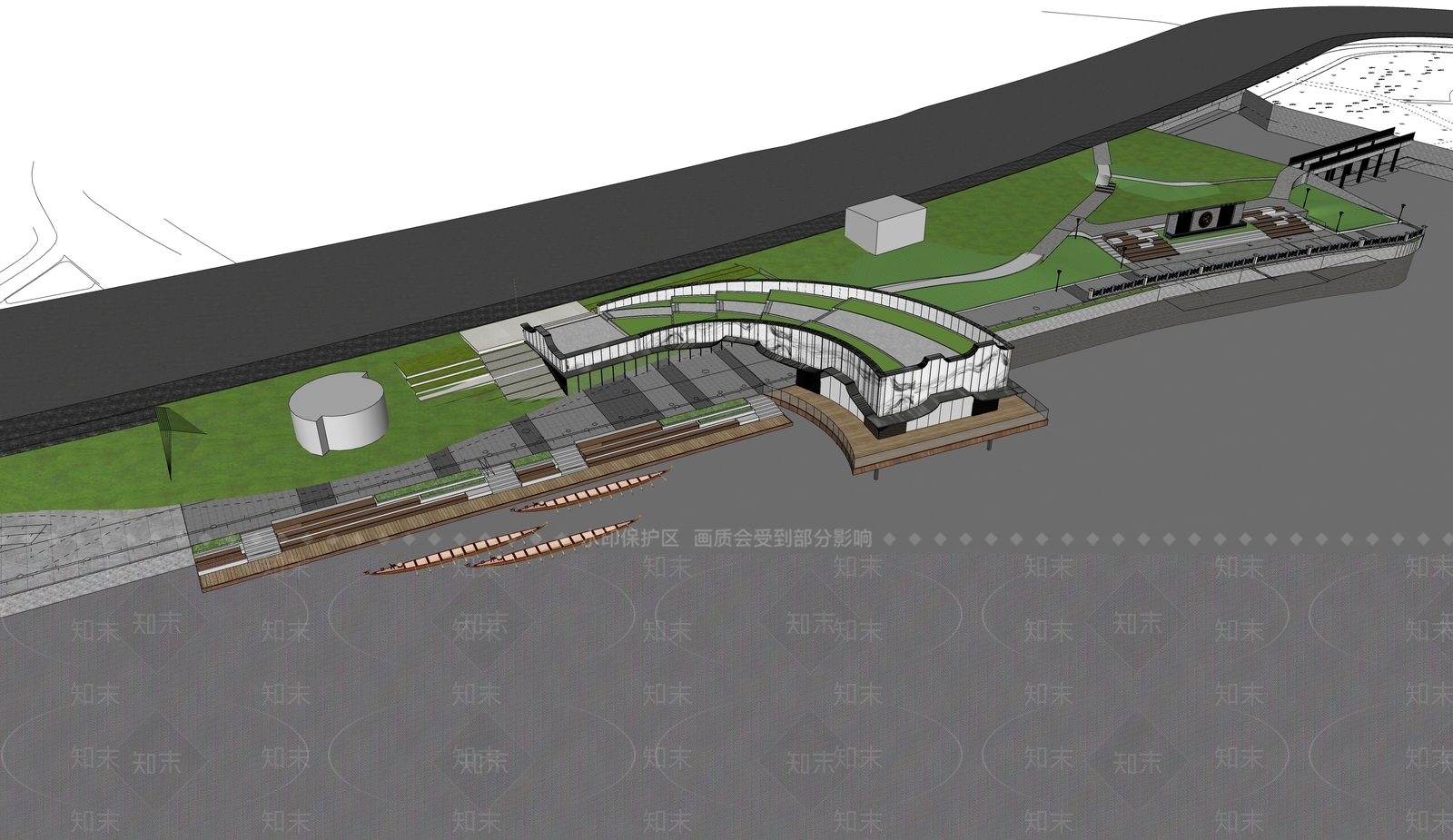 现代滨水小商业建筑SU模型下载【ID:1142621011】