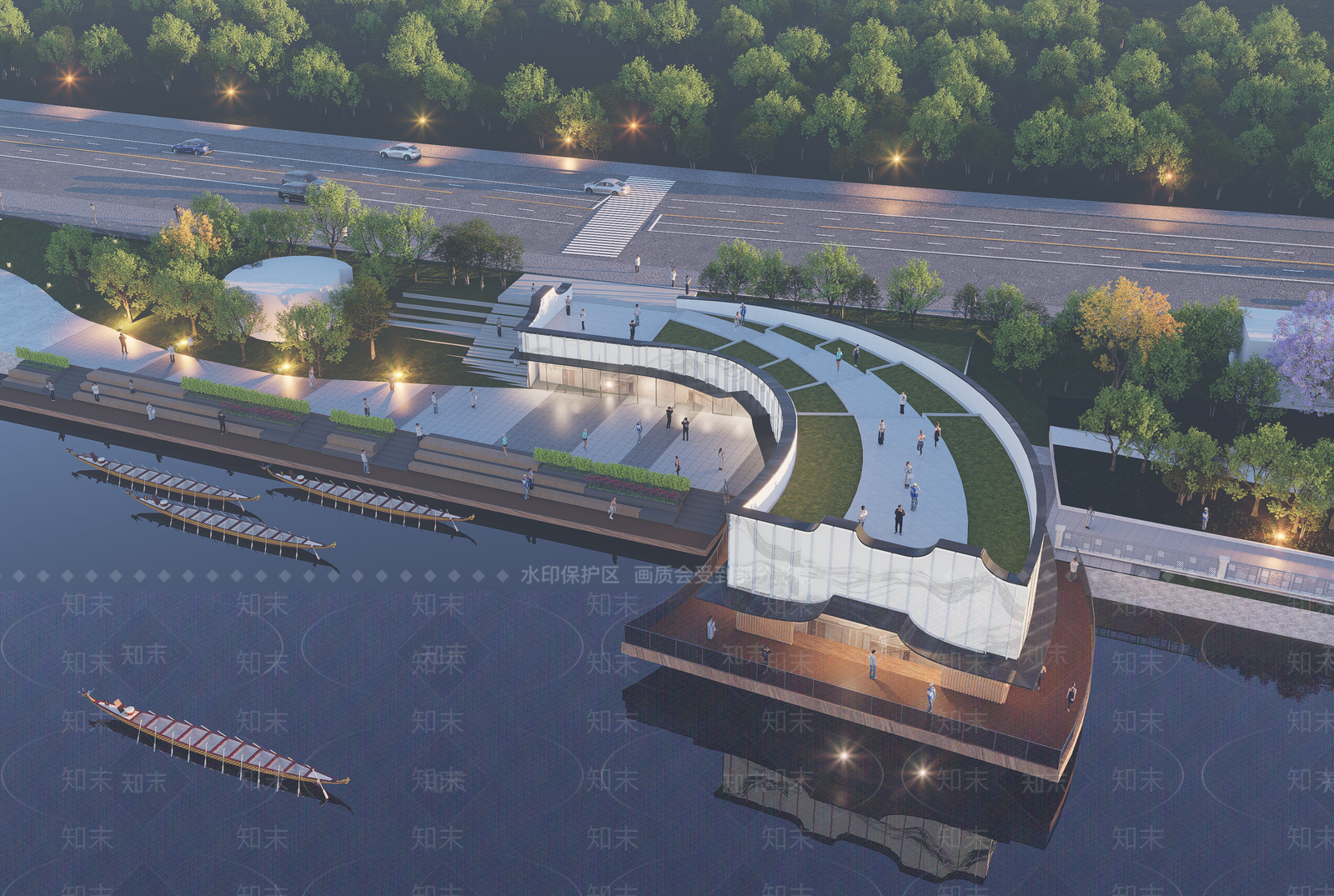 现代滨水小商业建筑SU模型下载【ID:1142621011】