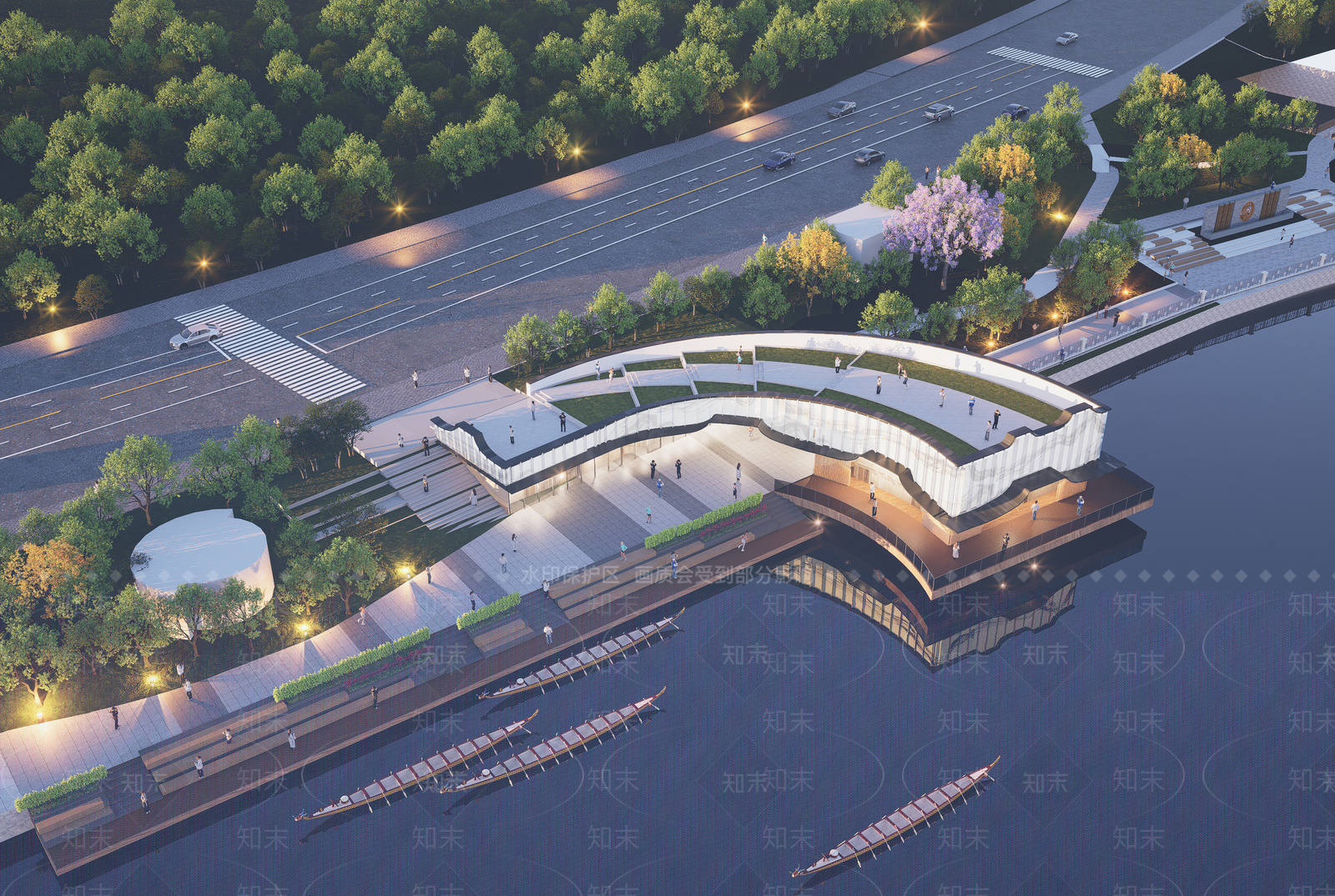 现代滨水小商业建筑SU模型下载【ID:1142621011】