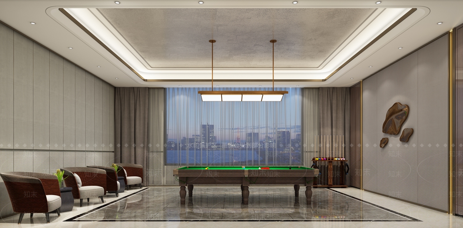 现代台球室3D模型下载【ID:1142625291】