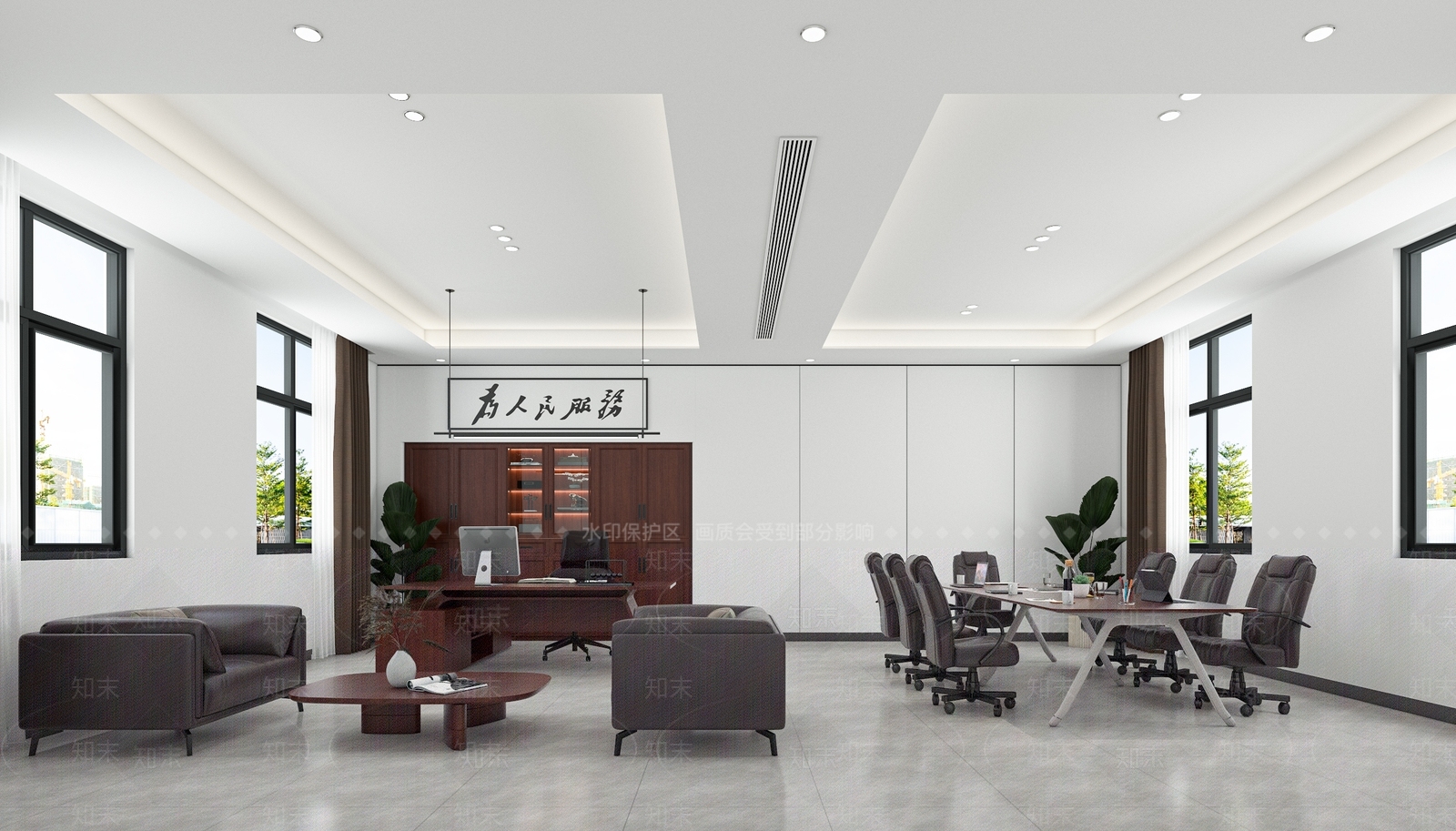 现代党建会议室3D模型下载【ID:1142624965】