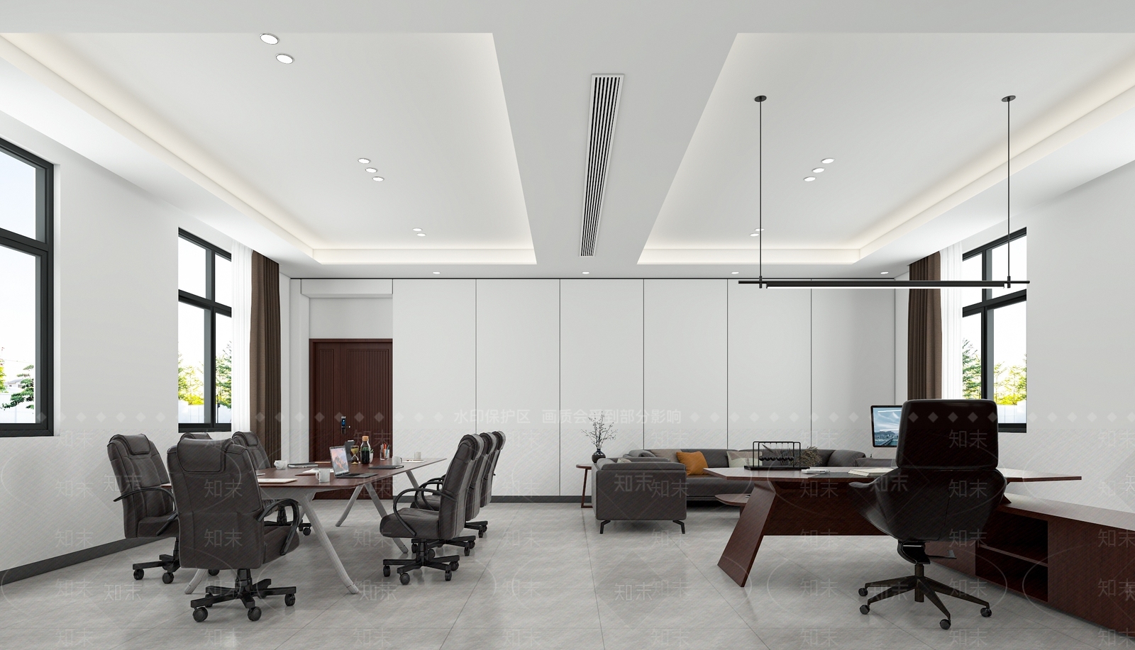 现代党建会议室3D模型下载【ID:1142624965】