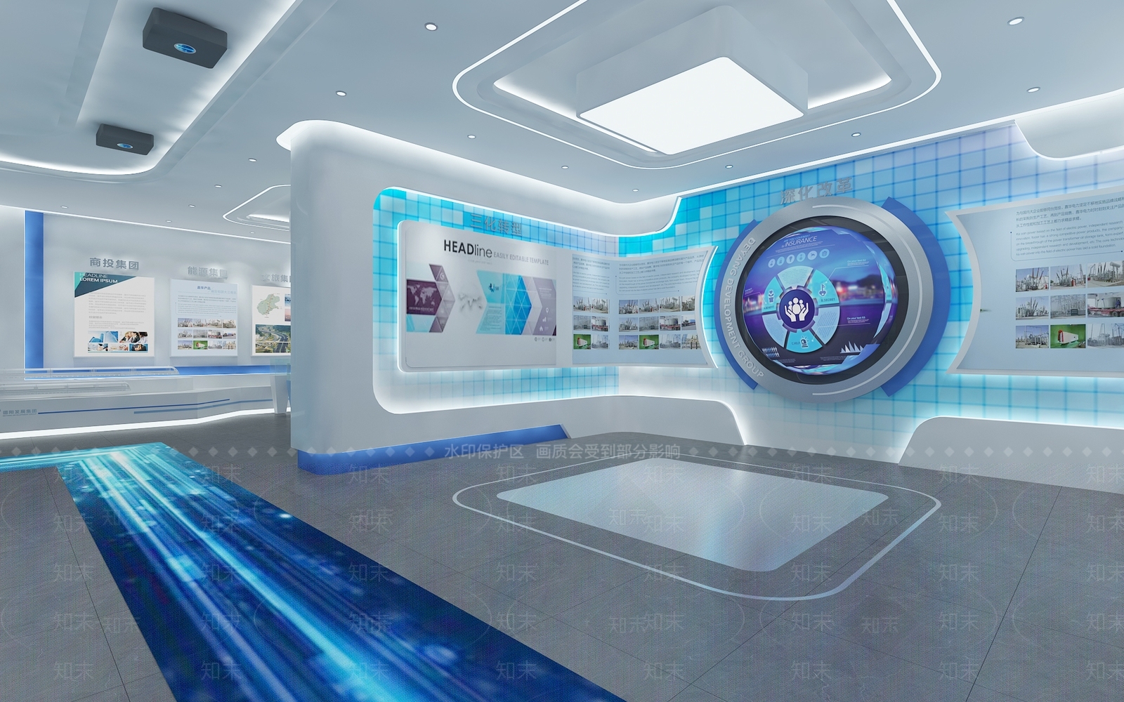 现代科技企业展厅3D模型下载【ID:1142626058】_知末3d模型网