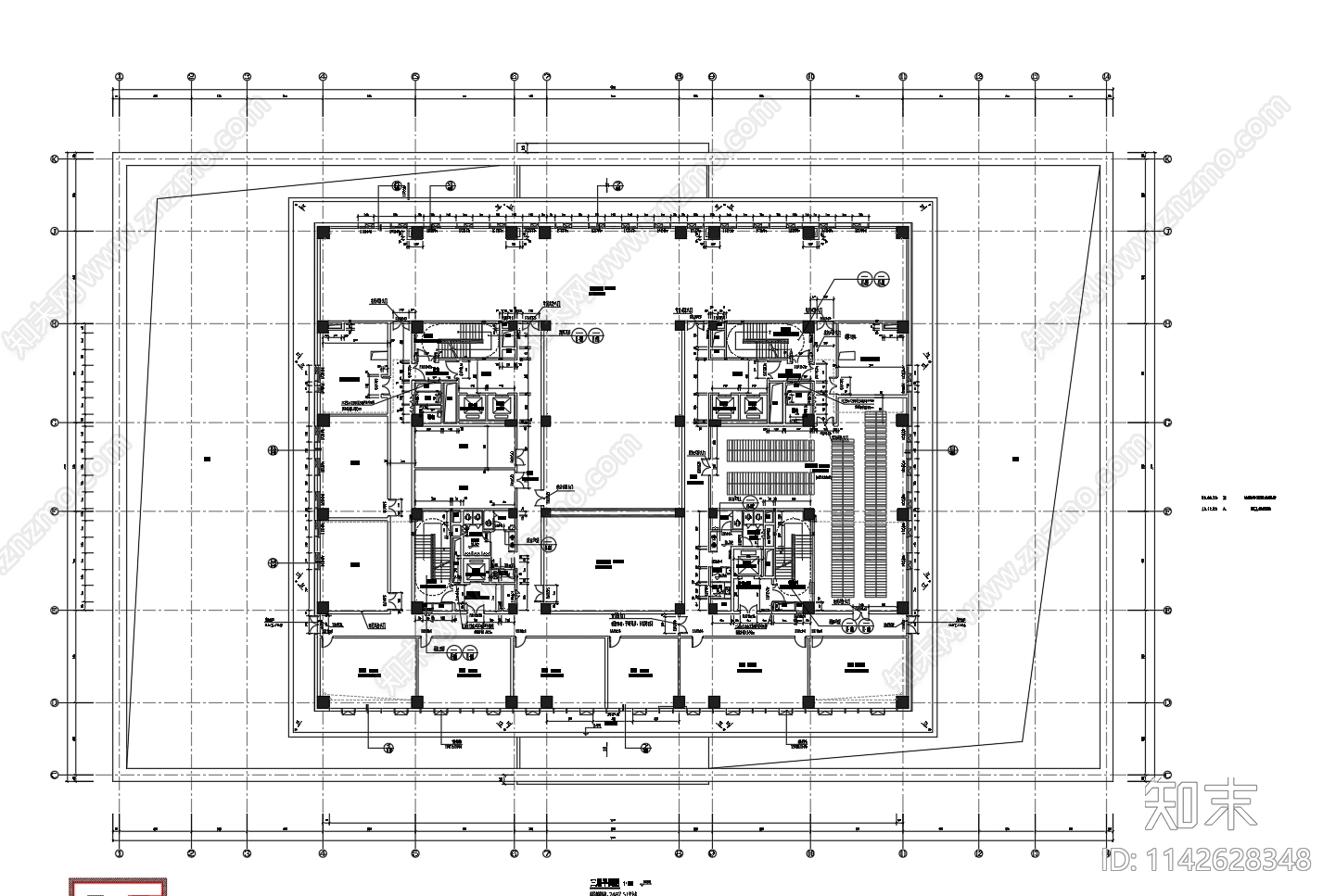 某高校图书馆建筑cad施工图下载【ID:1142628348】