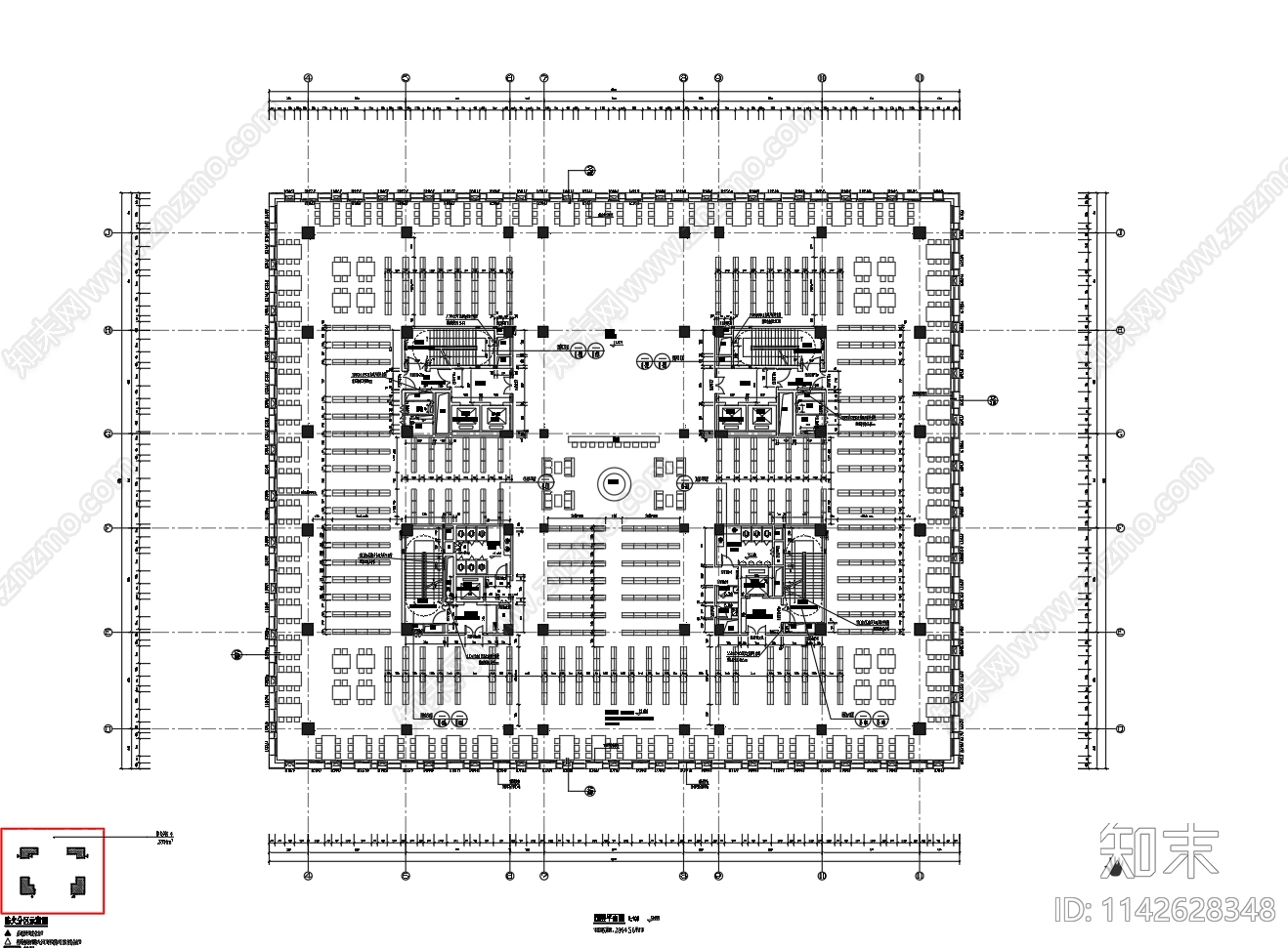 某高校图书馆建筑cad施工图下载【ID:1142628348】