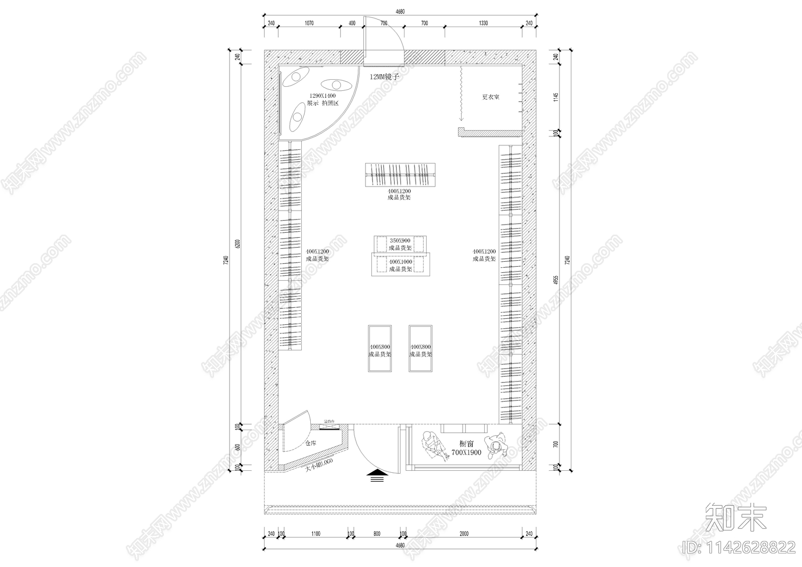 服装店室内装修cad施工图下载【ID:1142628822】