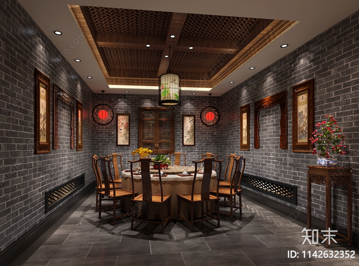 中餐厅室内装修cad施工图下载【ID:1142632352】