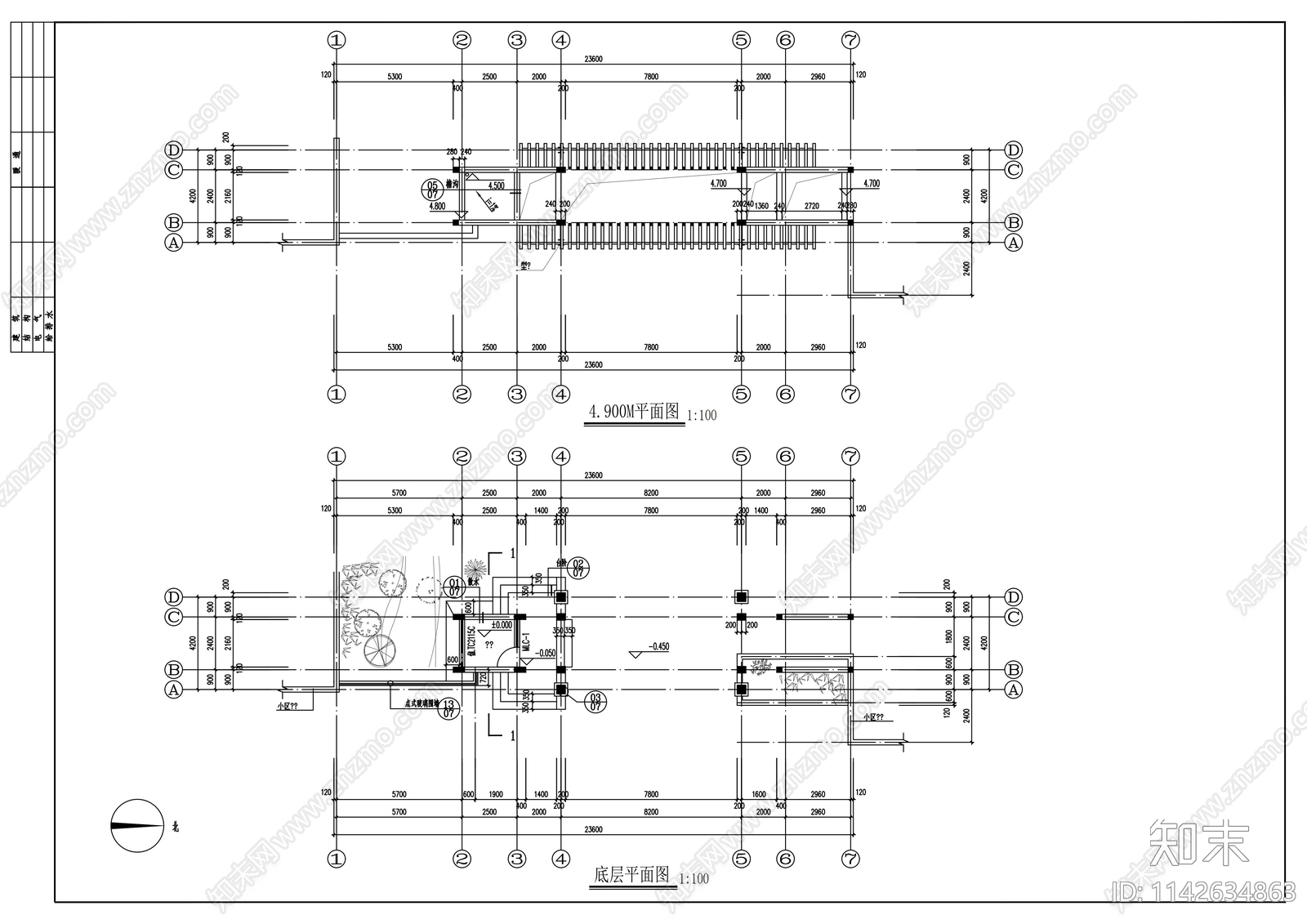 别墅小区特色大门建筑施工图下载【ID:1142634863】