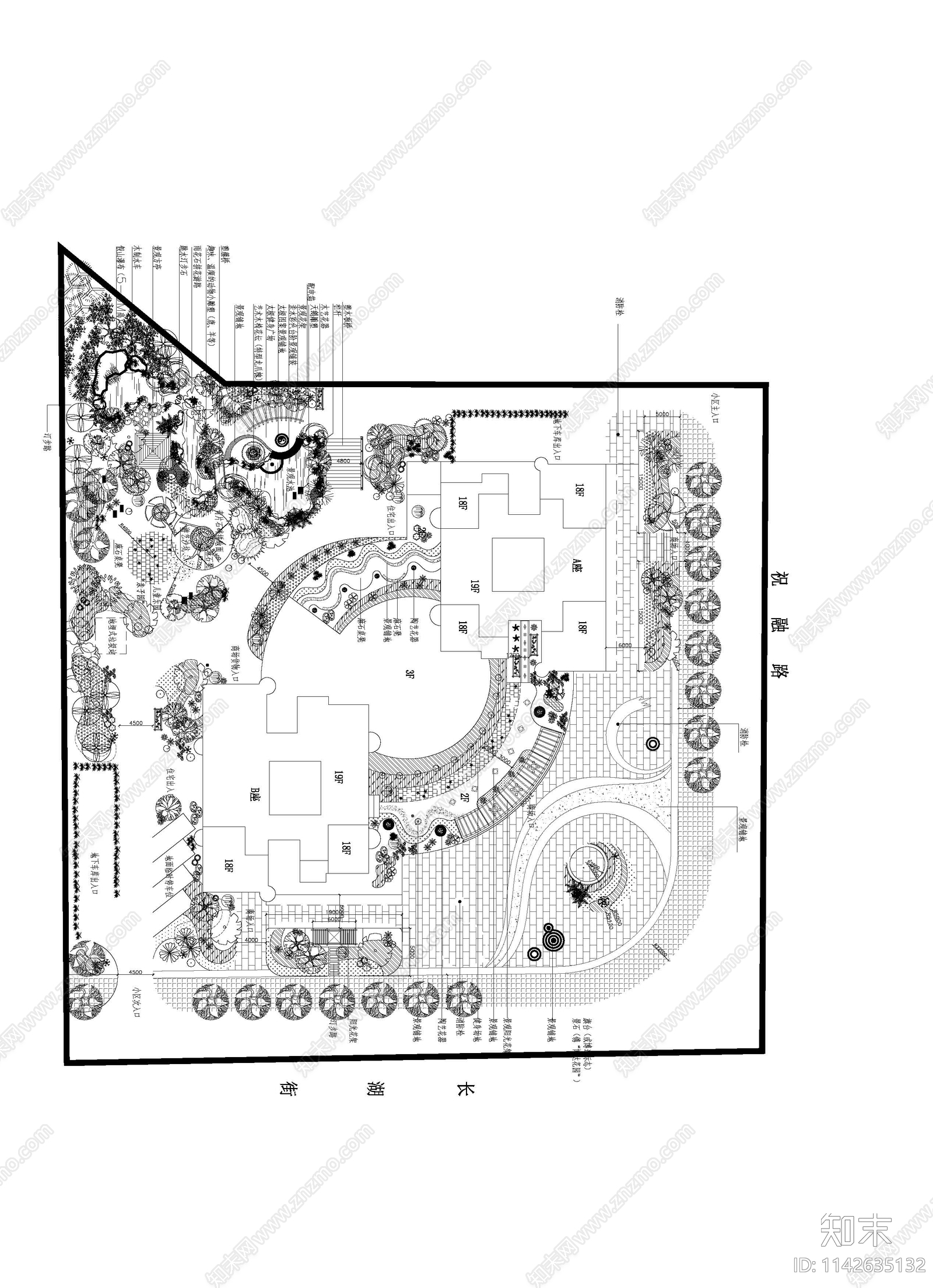 屋顶花园小区景观平面图施工图下载【ID:1142635132】