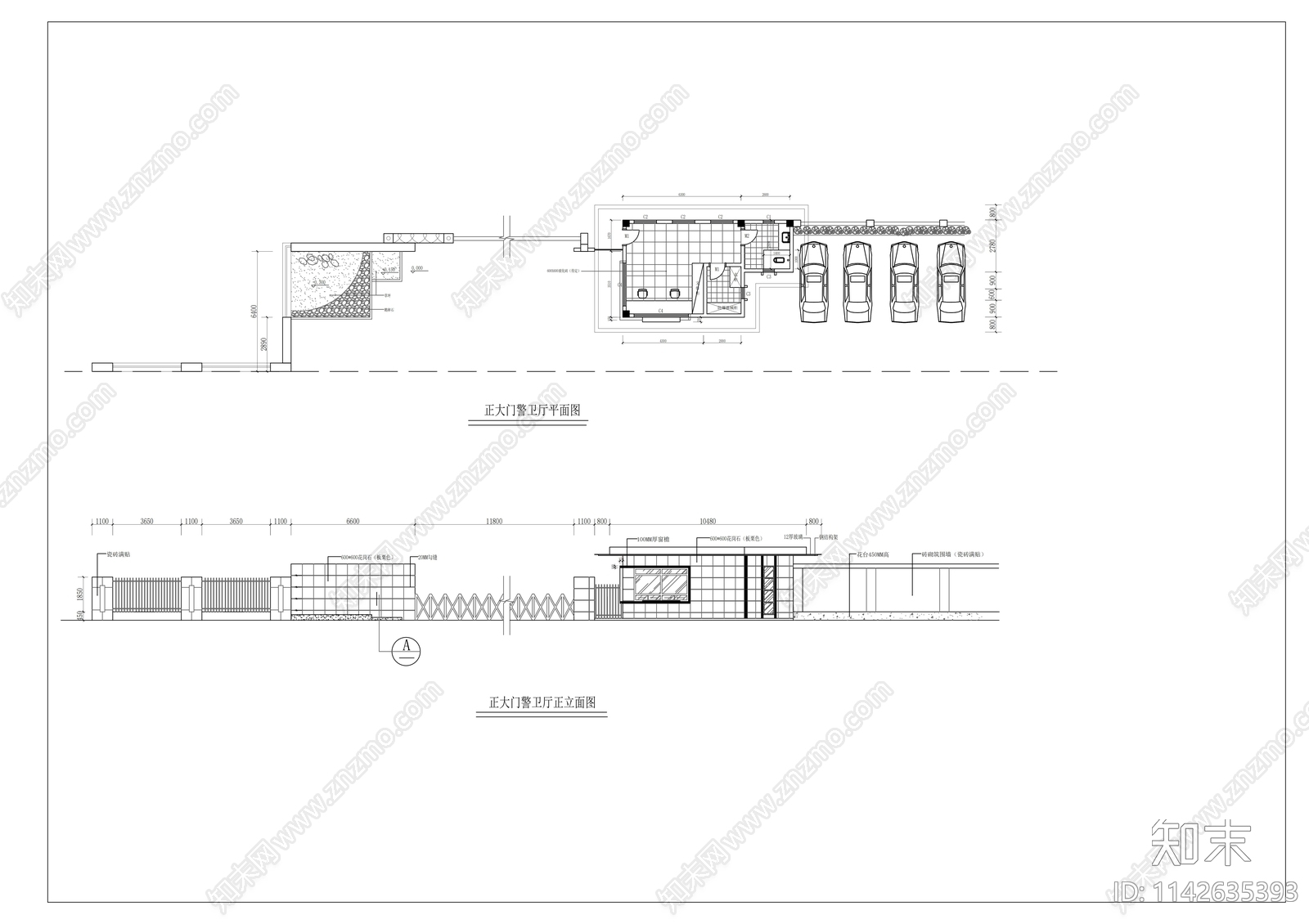 警卫室cad施工图下载【ID:1142635393】