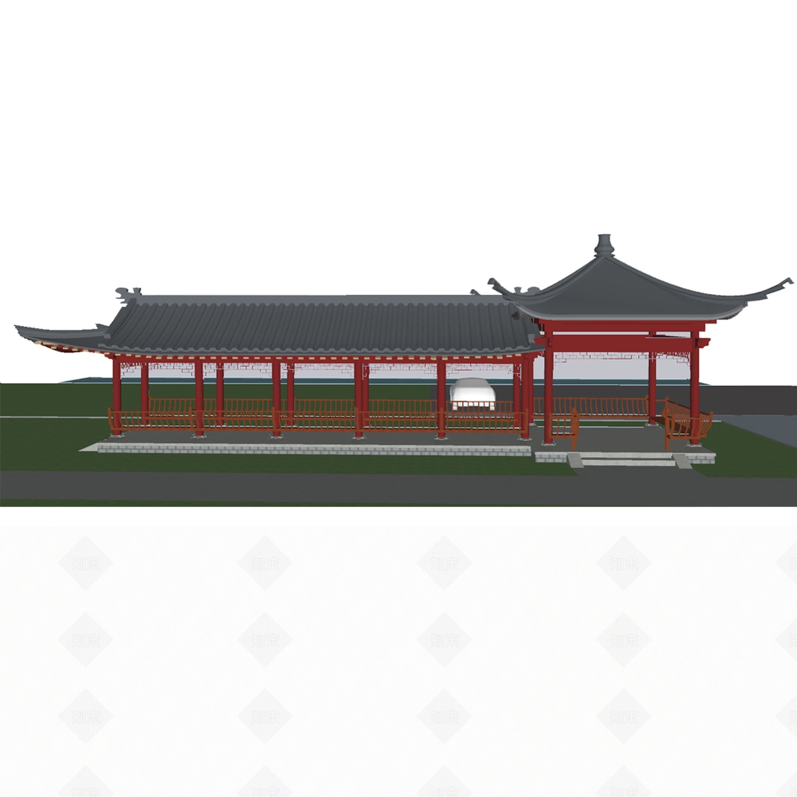 中式景观小建筑SU模型下载【ID:1142635399】_知末su模型网