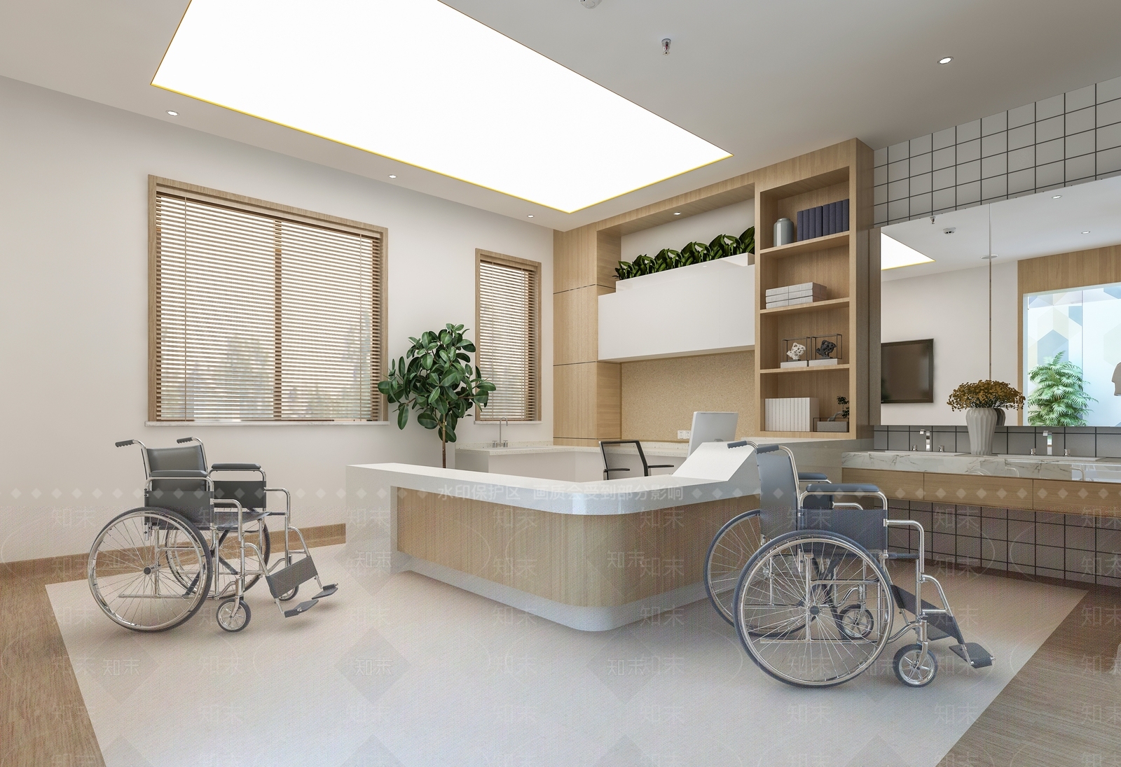 现代养老院前台SU模型下载【ID:1142651766】