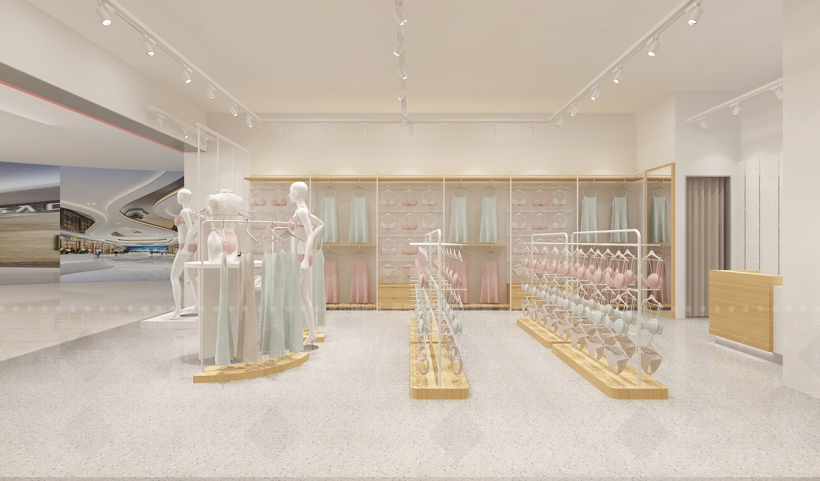 服装鞋店内衣店现代风格内衣货架设计3D模型下载【ID:1142652485】