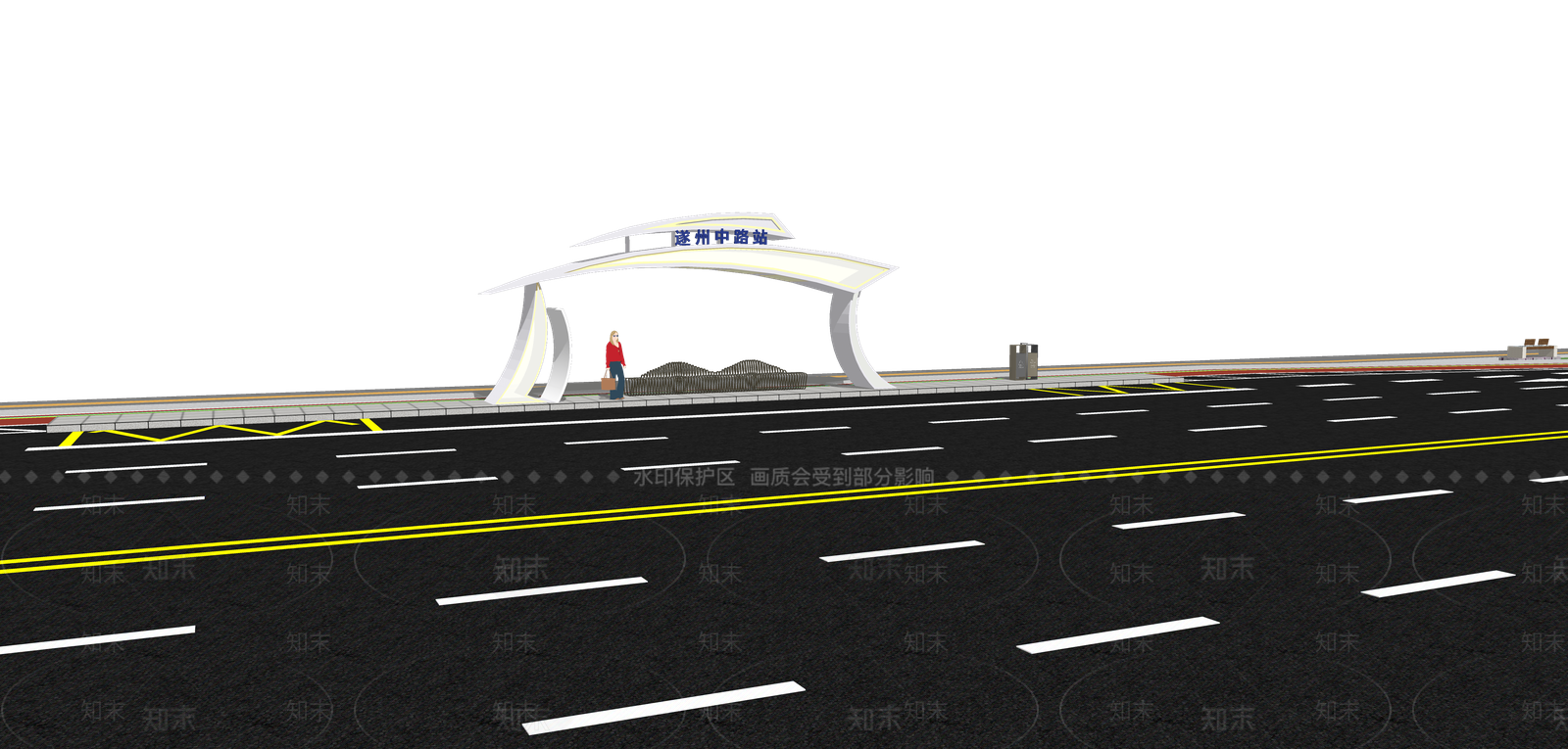 现代公交站台SU模型下载【ID:1142654836】
