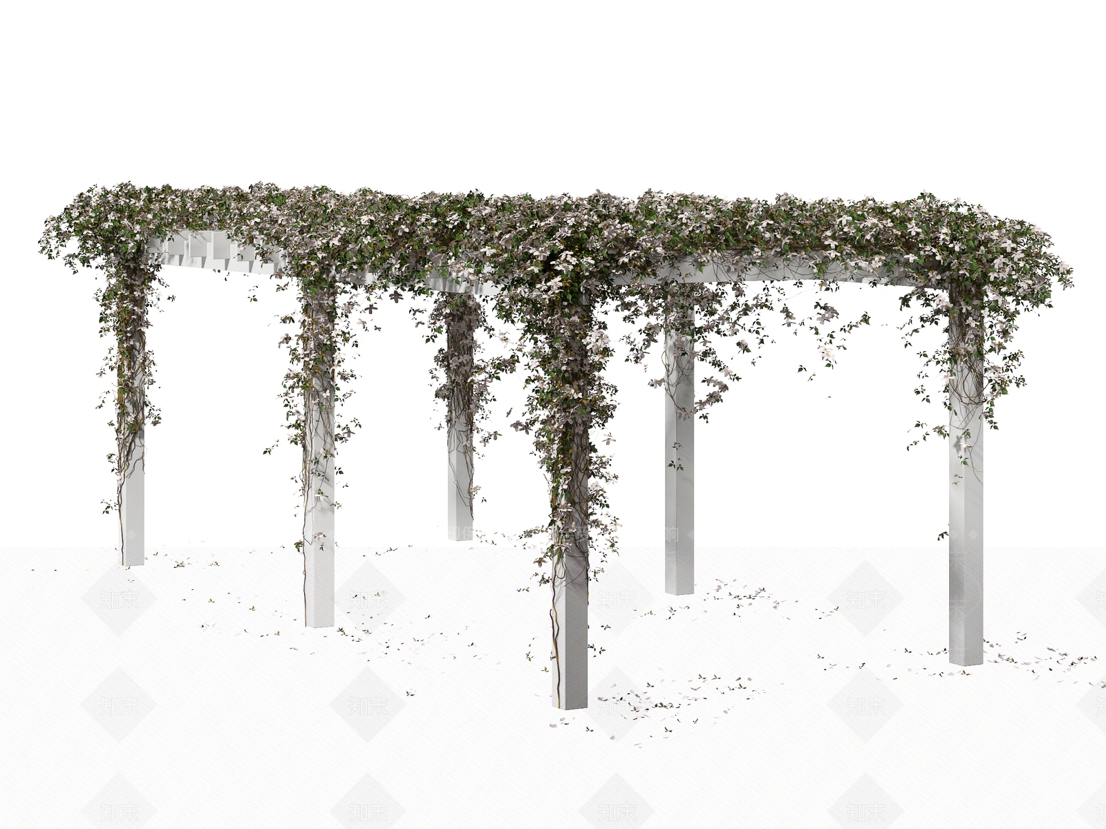 现代户外花架花廊爬藤植物3D模型下载【ID:1142655269】
