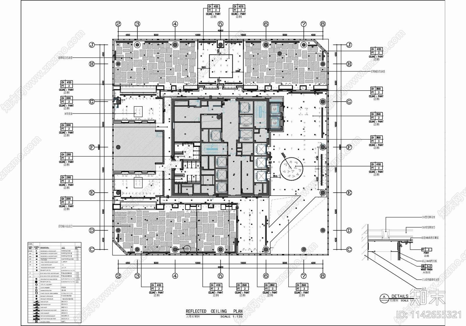 2200㎡商务会议中心室内cad施工图下载【ID:1142655321】