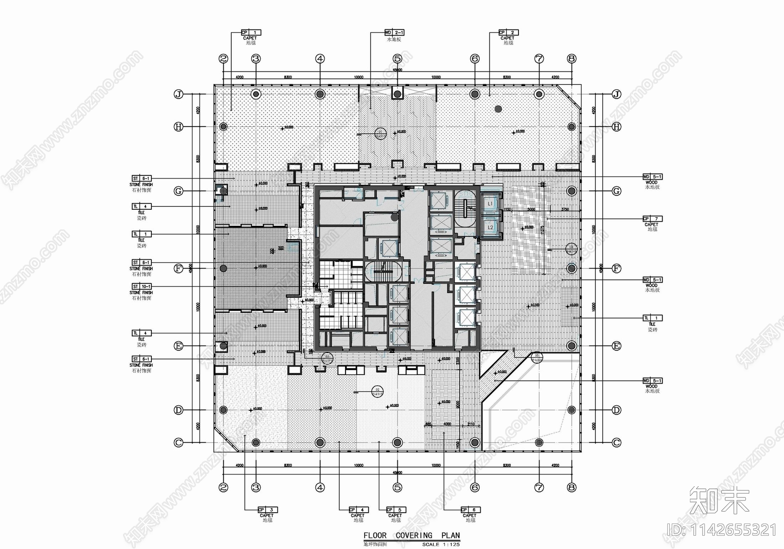 2200㎡商务会议中心室内cad施工图下载【ID:1142655321】