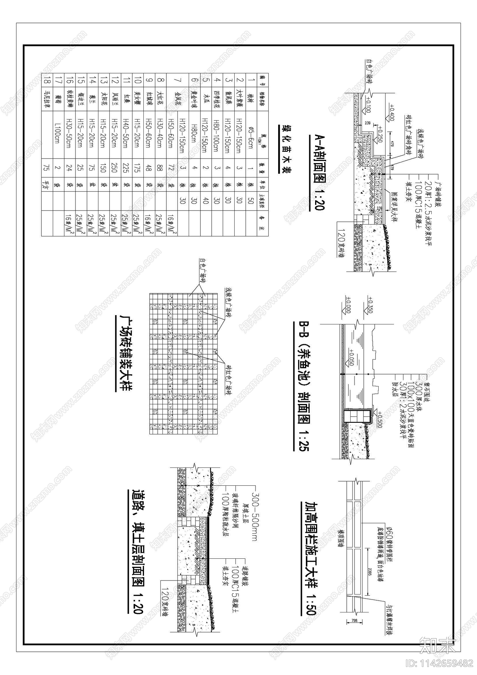 屋顶花园cad施工图下载【ID:1142659482】