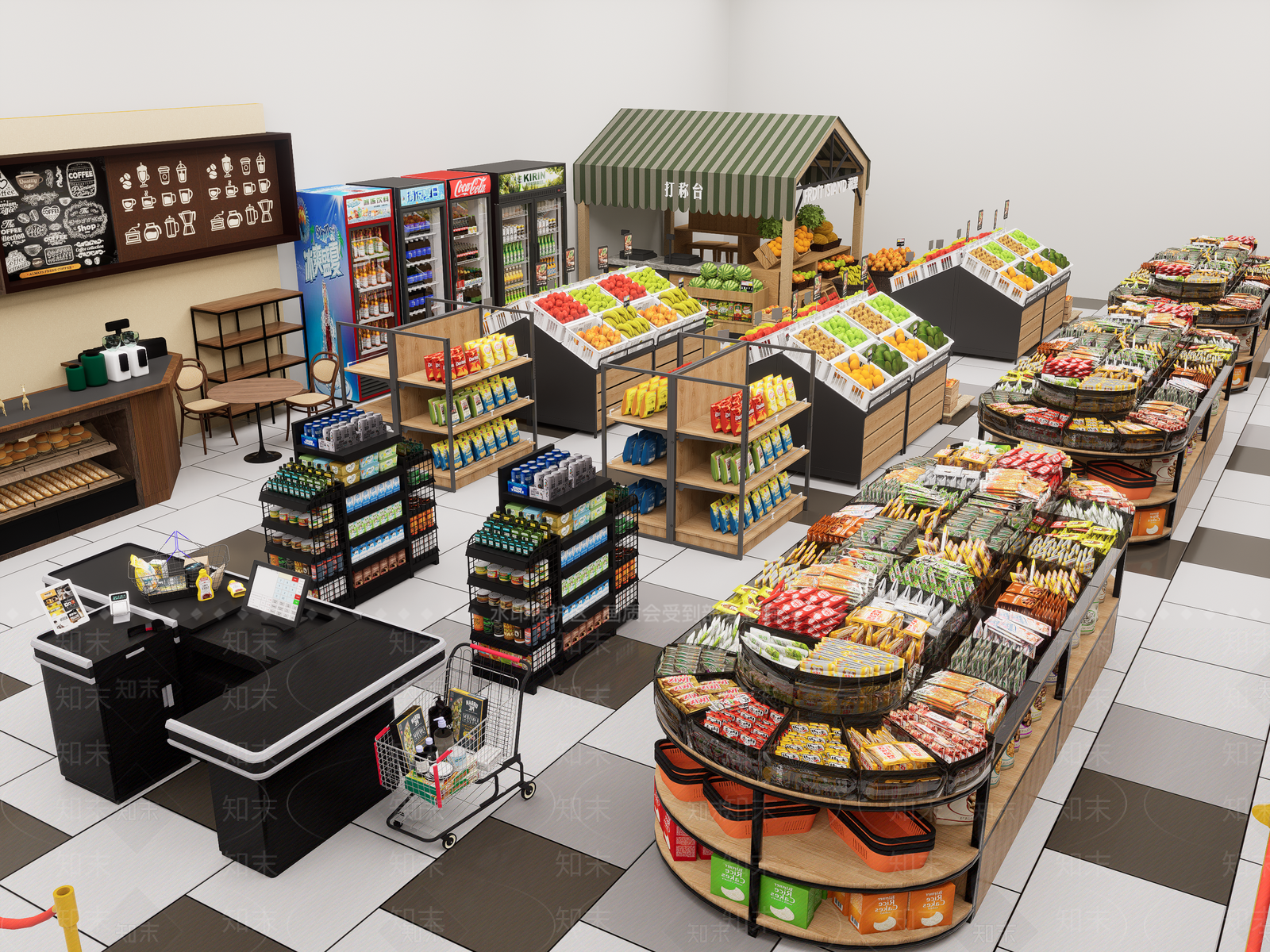 现代生鲜超市SU模型下载【ID:1142662617】