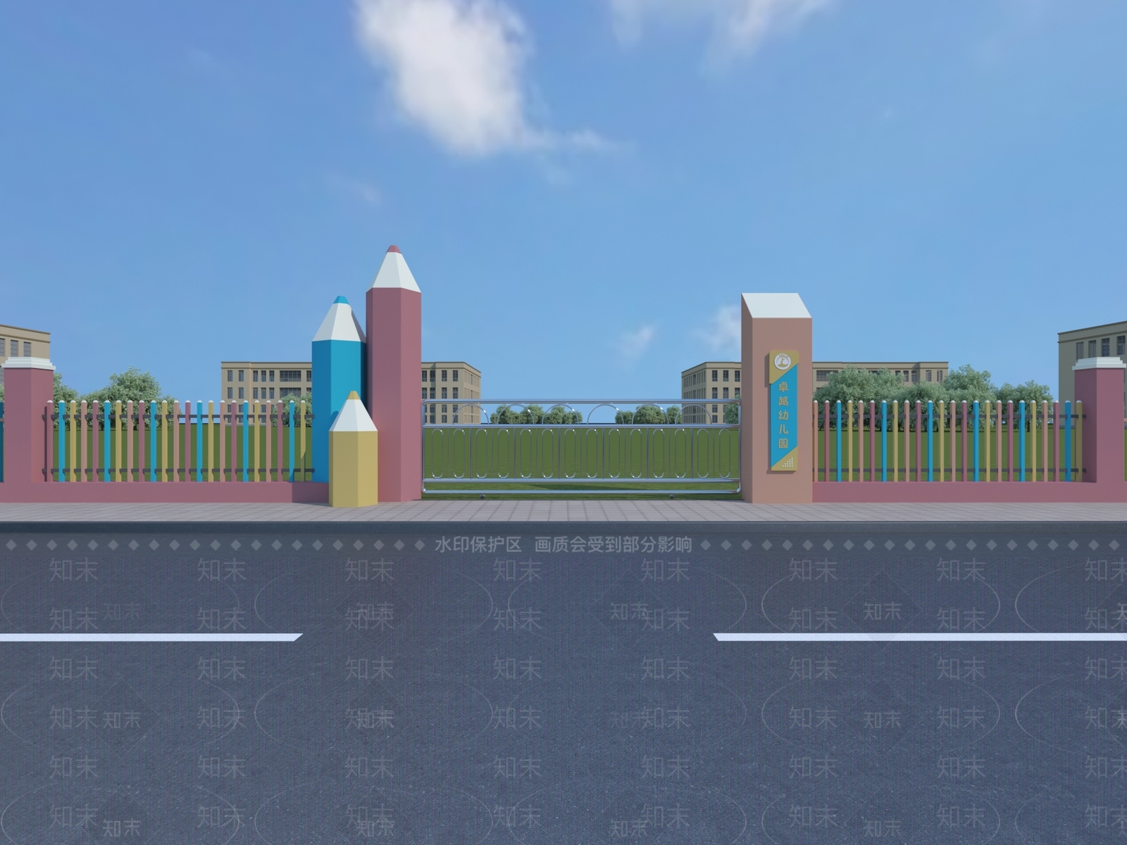 幼儿园大门3D模型3D模型下载【ID:1142661557】
