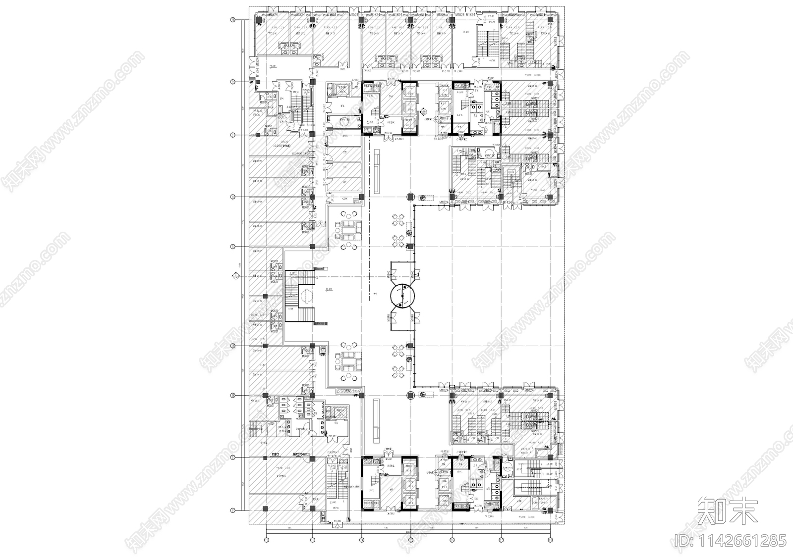 办公楼大堂空间cad施工图下载【ID:1142661285】
