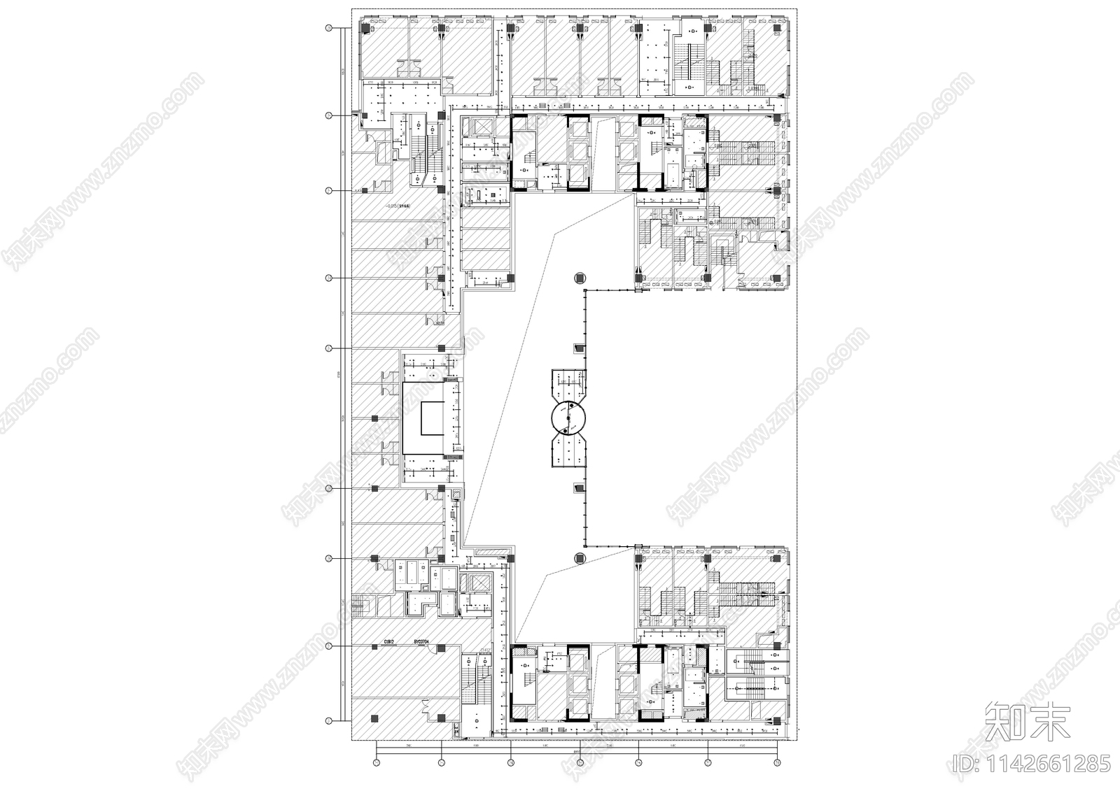 办公楼大堂空间cad施工图下载【ID:1142661285】