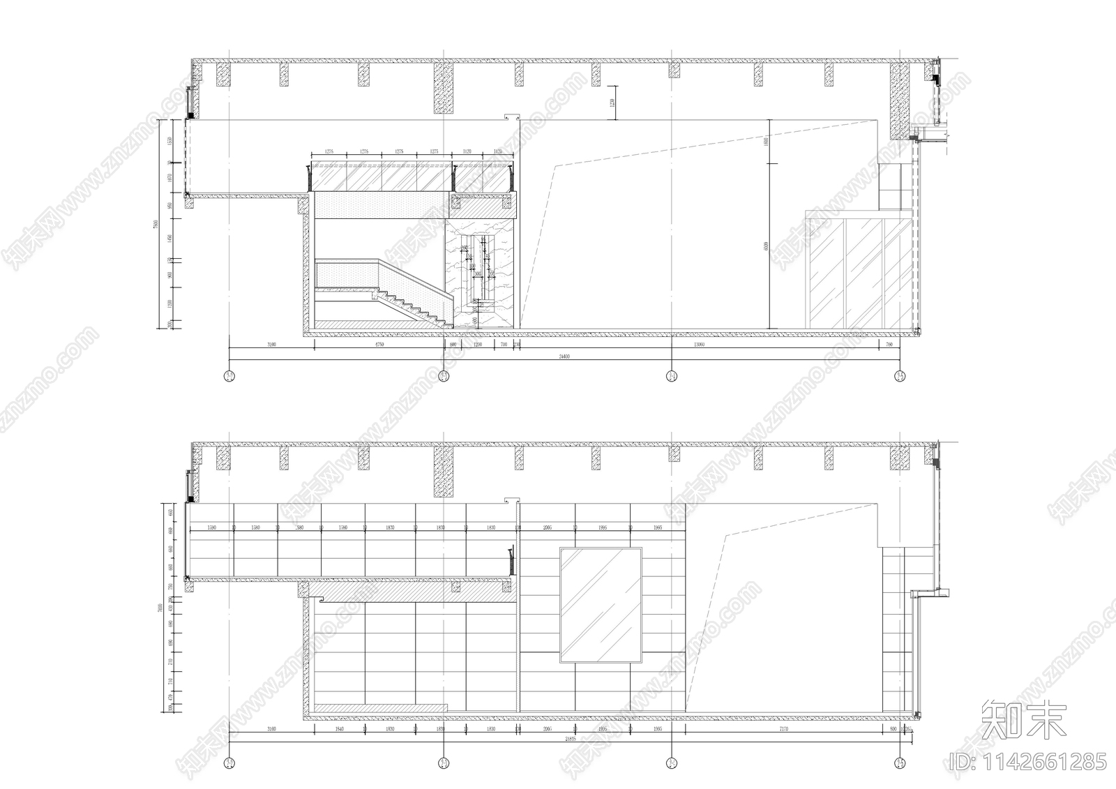 办公楼大堂空间cad施工图下载【ID:1142661285】