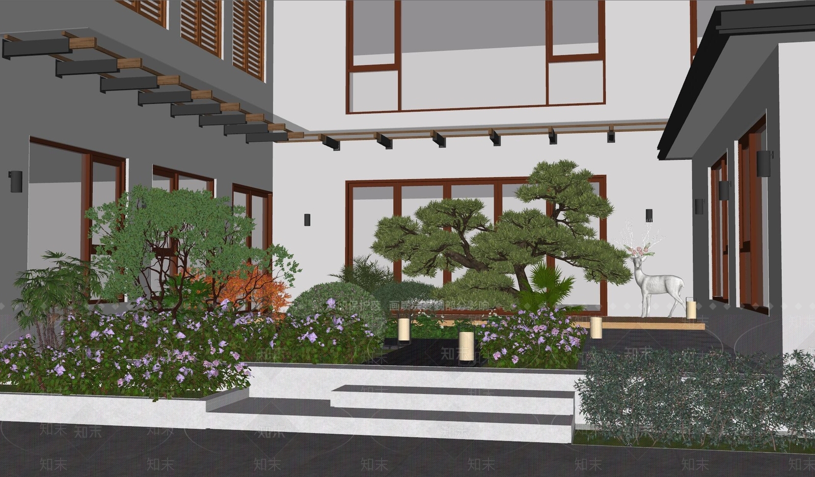 现代庭院花园SU模型下载【ID:1142667641】_知末su模型网