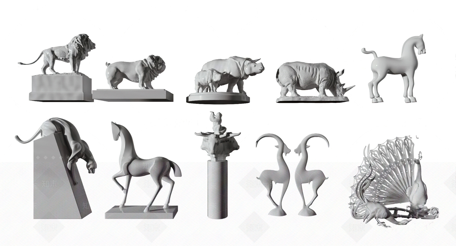 现代动物雕塑摆件SU模型下载【ID:1142671065】