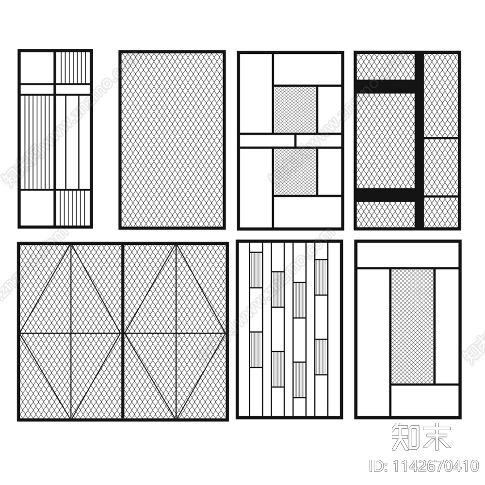 工业风铁艺屏风隔断SU模型下载【ID:1142670410】