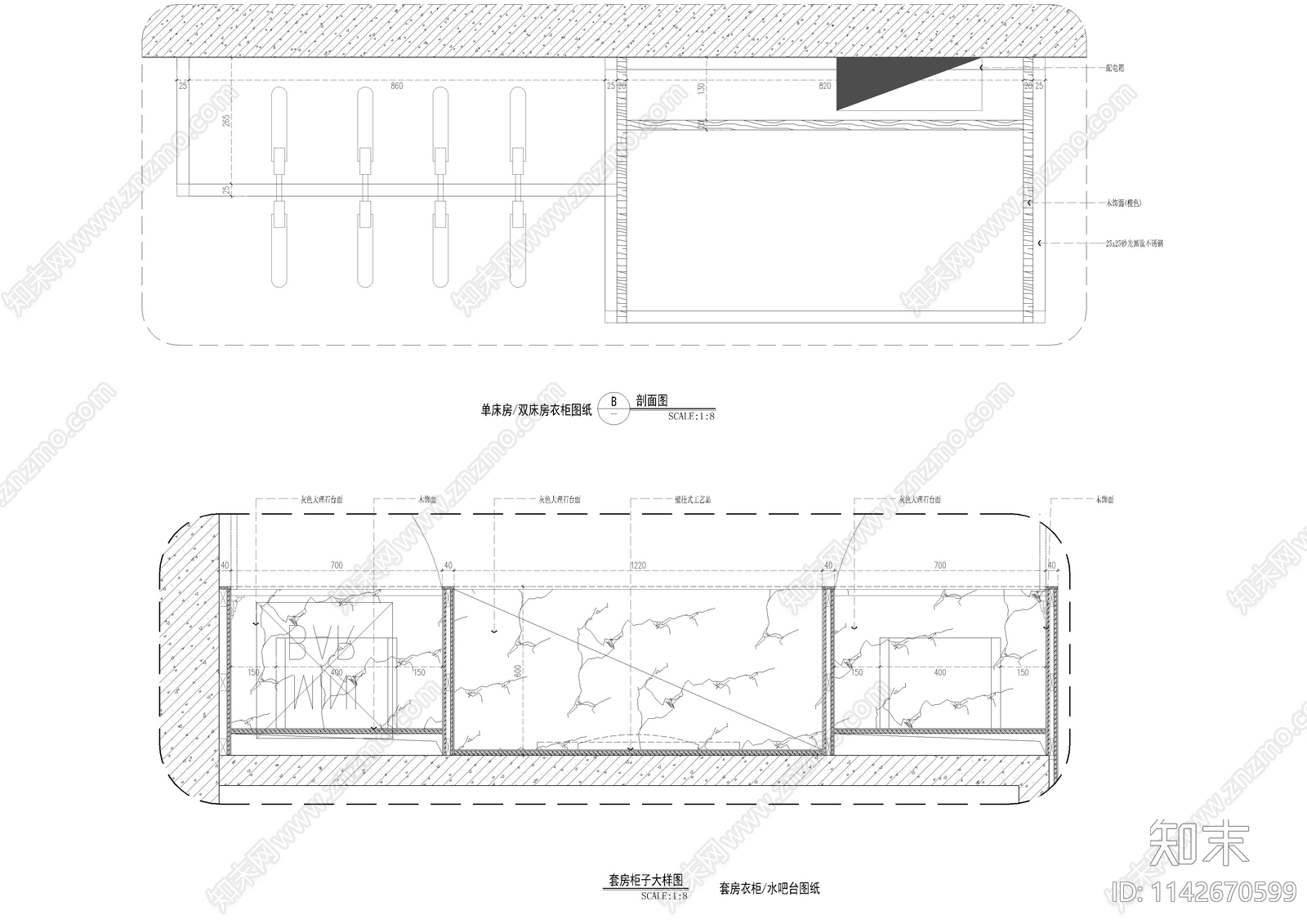 电视柜茶几家具节点大样图cad施工图下载【ID:1142670599】