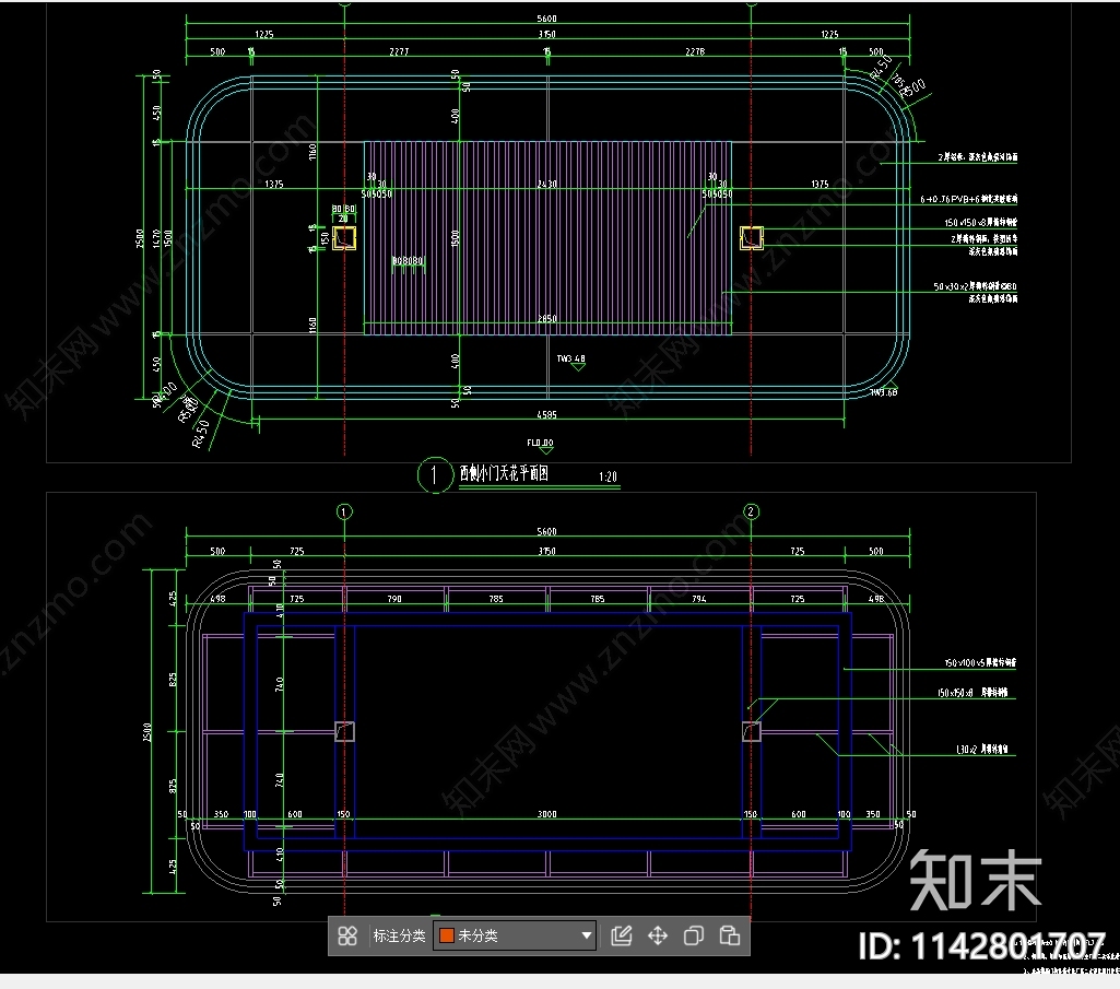 中式入户地轨推拉门节点大样cad施工图下载【ID:1142801707】