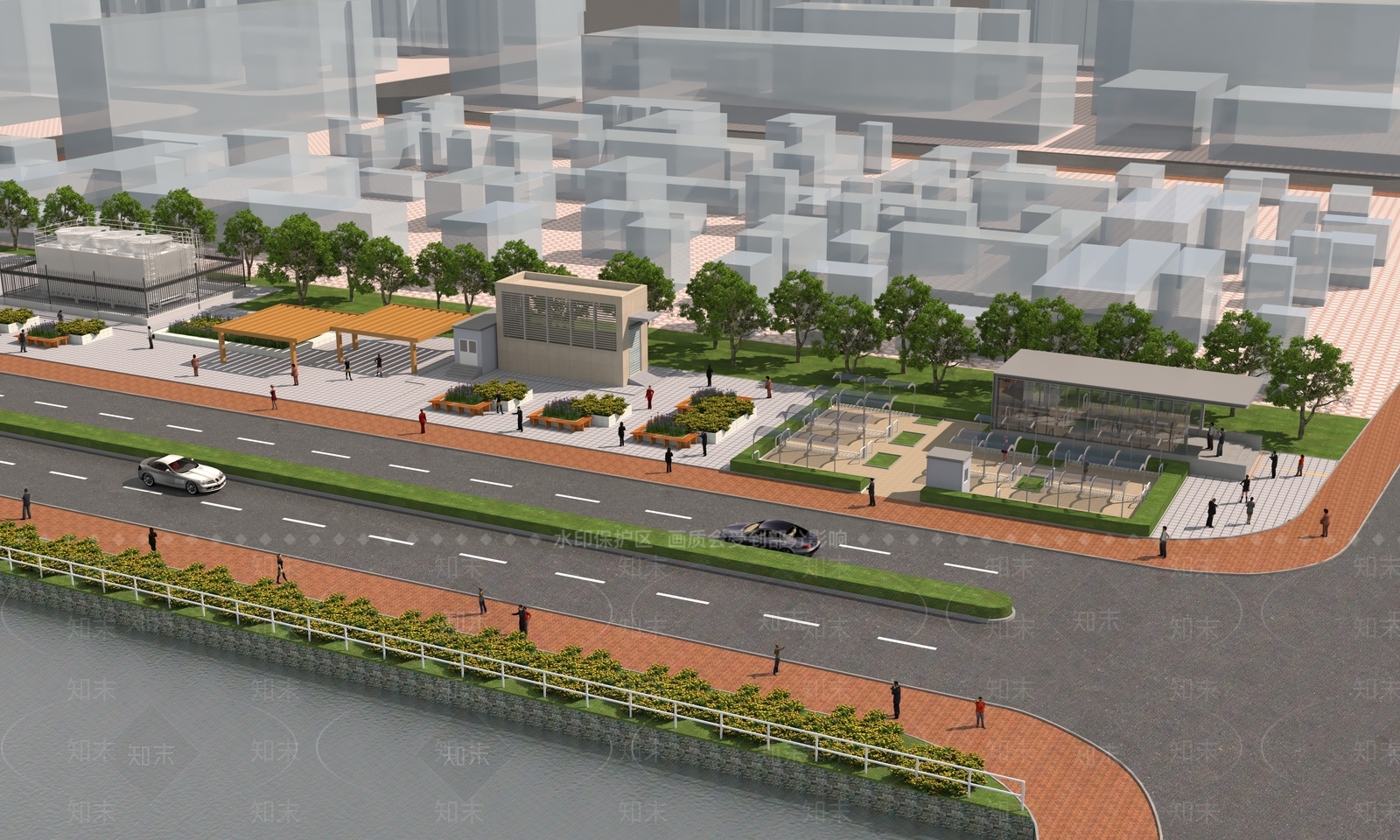 现代地铁站出入口广场3D模型下载【ID:1142671413】