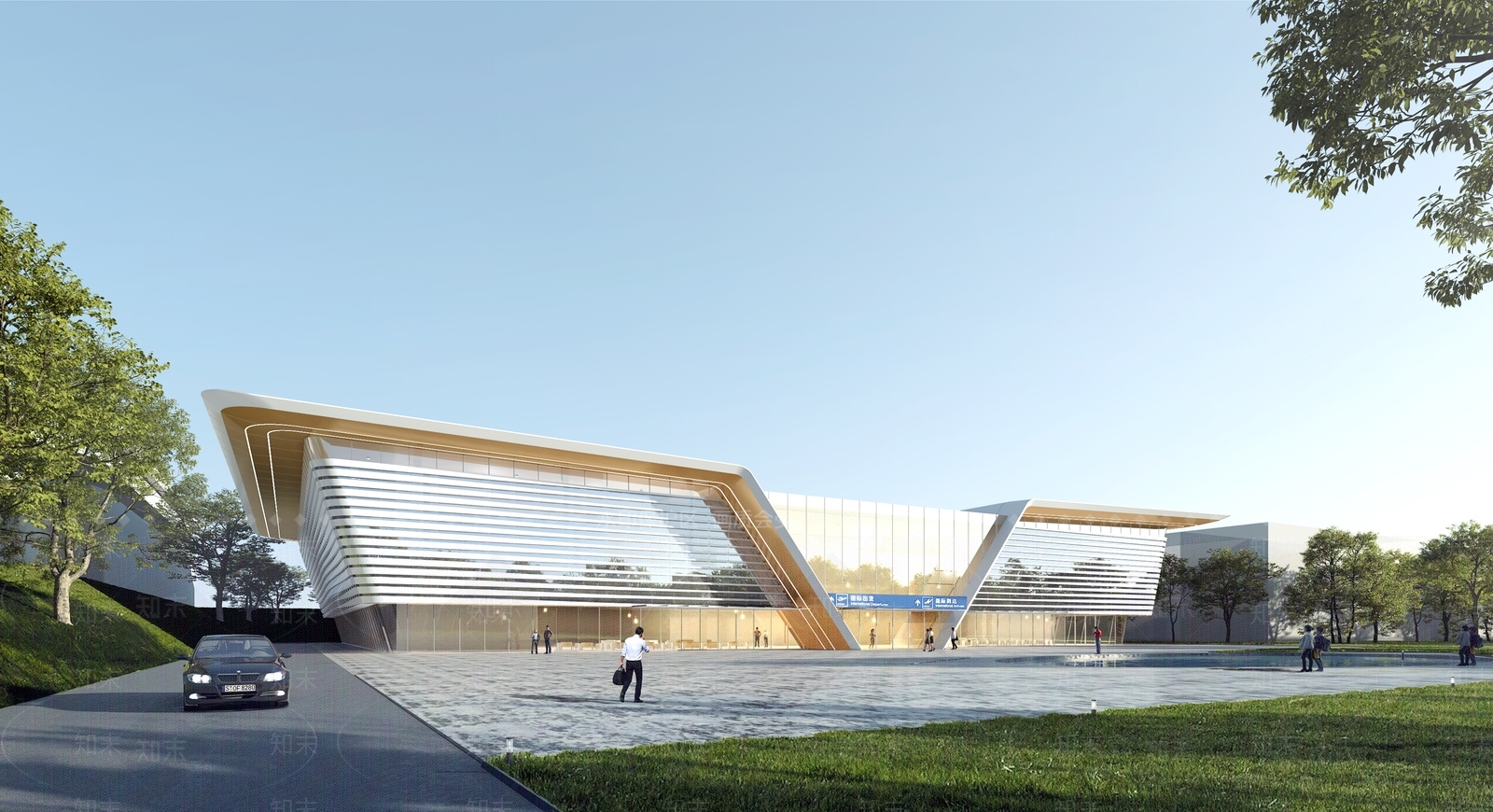 现代机场航站楼SU模型下载【ID:1142674612】