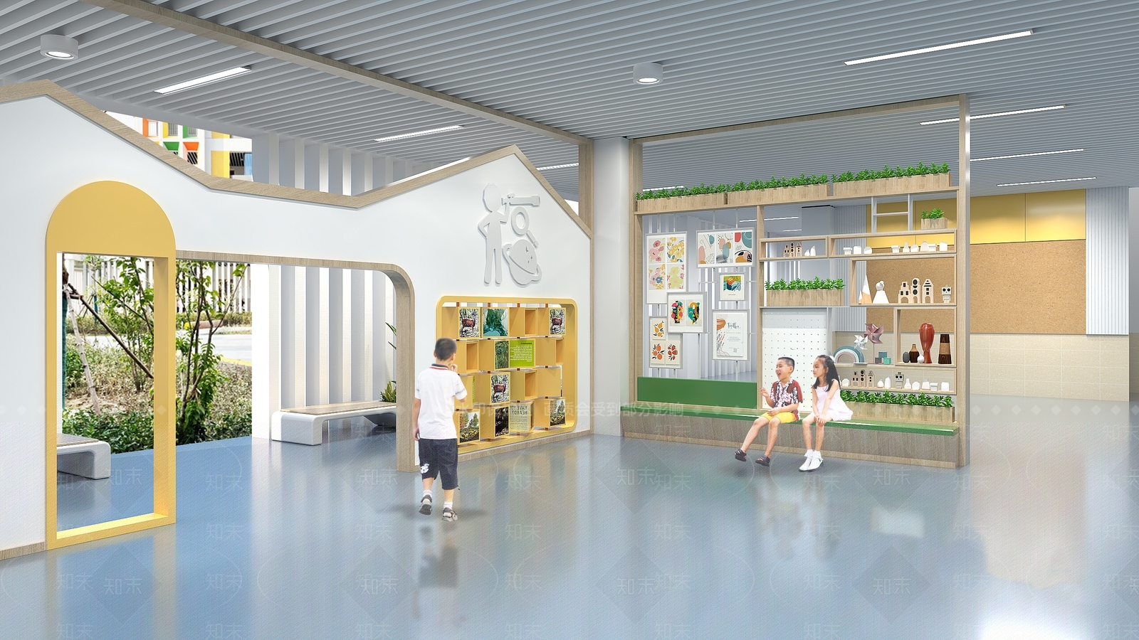 现代学校半开放阅读空间SU模型下载【ID:1142674253】