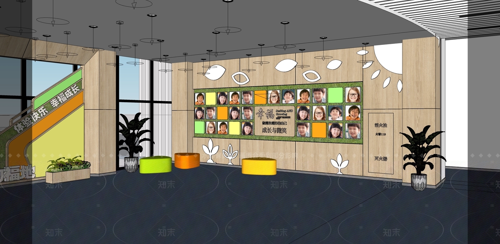 现代学校大厅公共空间SU模型下载【ID:1142674864】