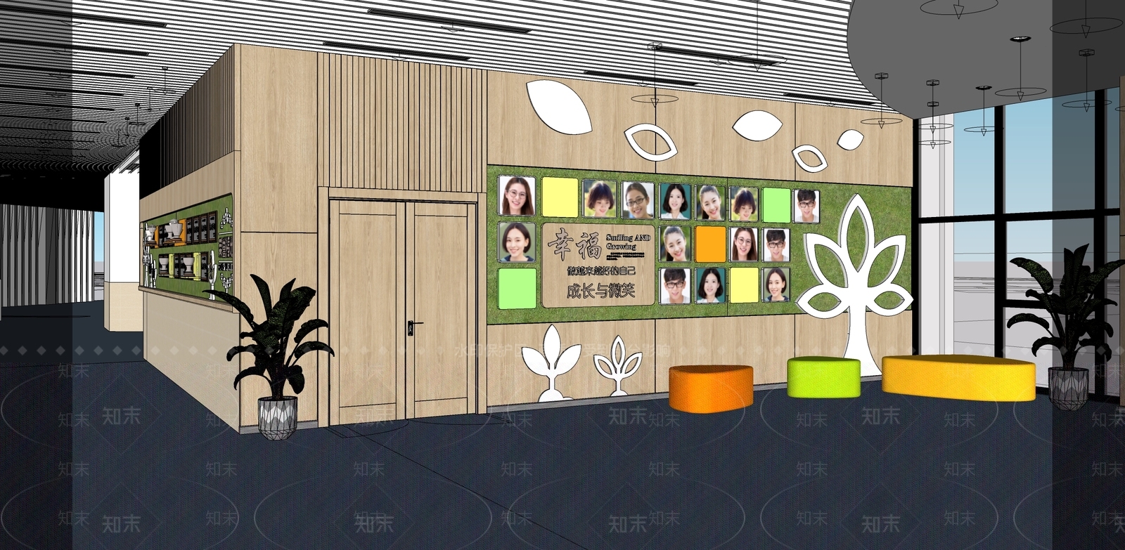 现代学校大厅公共空间SU模型下载【ID:1142674864】