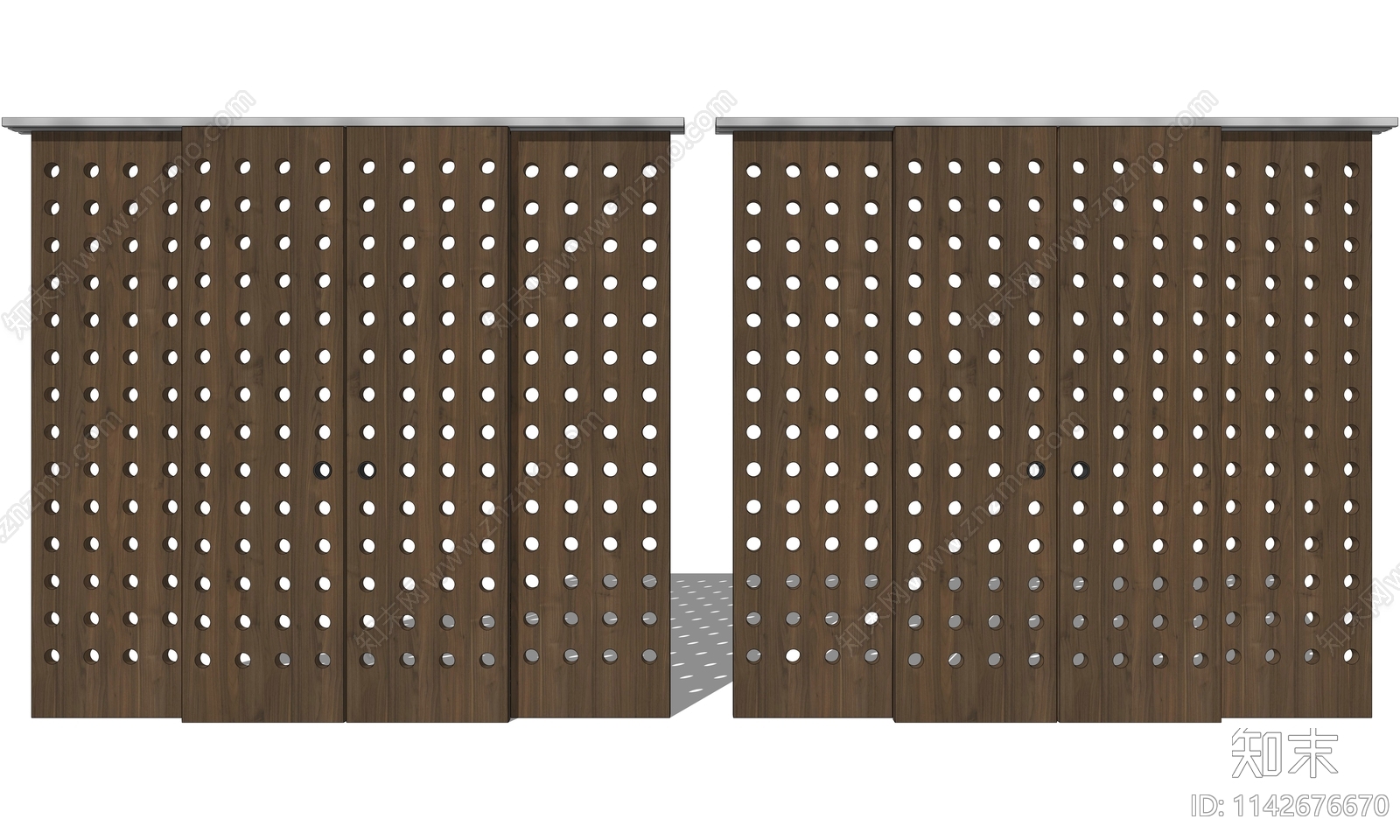 现代实木镂空推拉门SU模型下载【ID:1142676670】