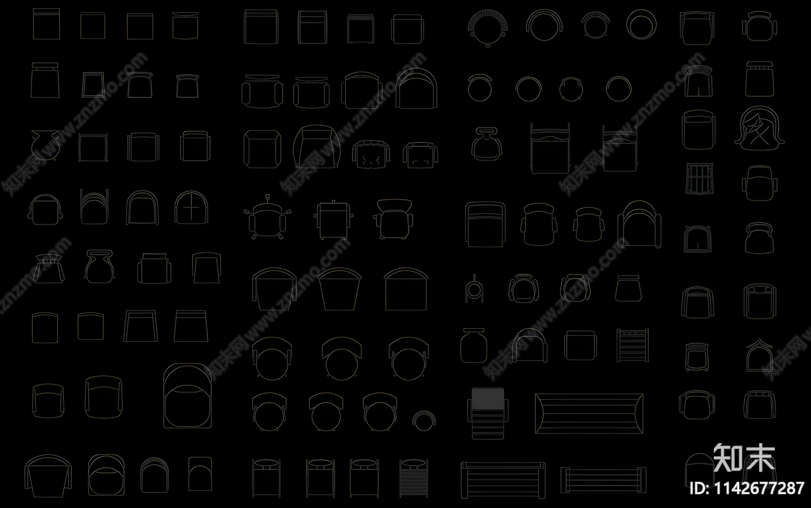 室内外椅子CAD图库施工图下载【ID:1142677287】