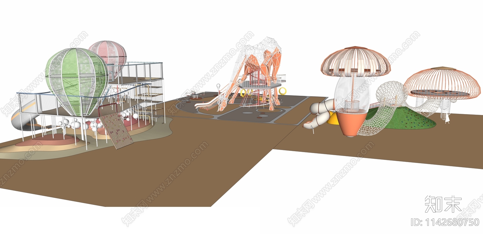 儿童组合滑梯SU模型下载【ID:1142680750】