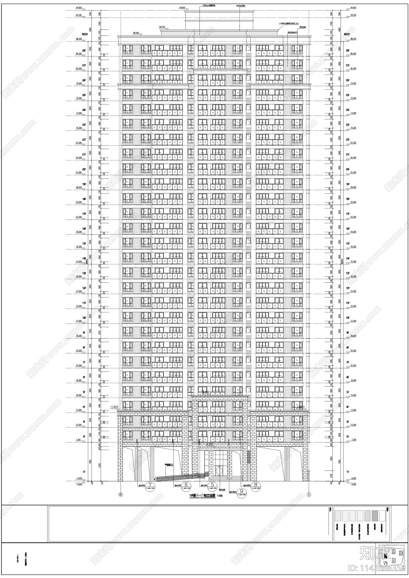 住宅区建筑cad施工图下载【ID:1142684358】