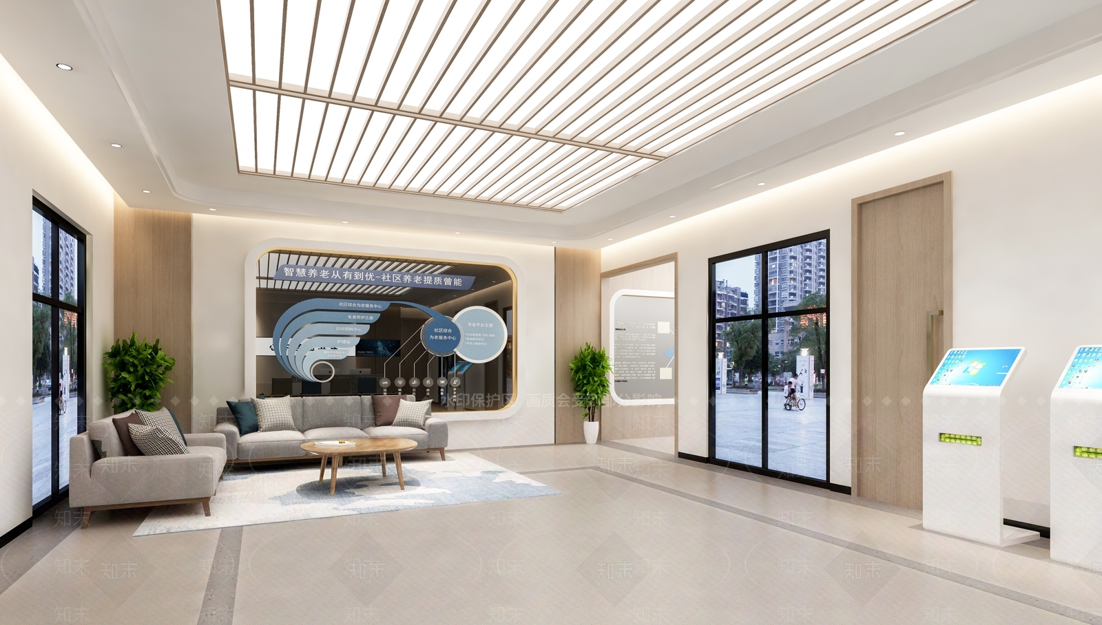 现代养老院大厅SU模型下载【ID:1142684751】