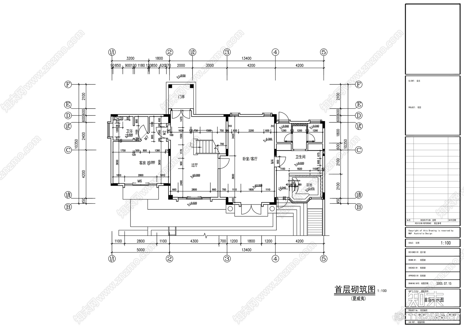 别墅室内装修cad施工图下载【ID:1142685457】