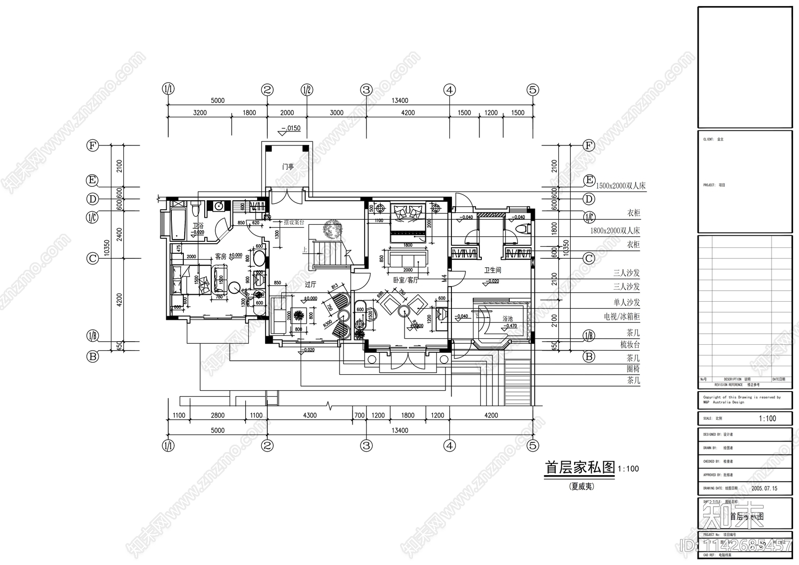 别墅室内装修cad施工图下载【ID:1142685457】