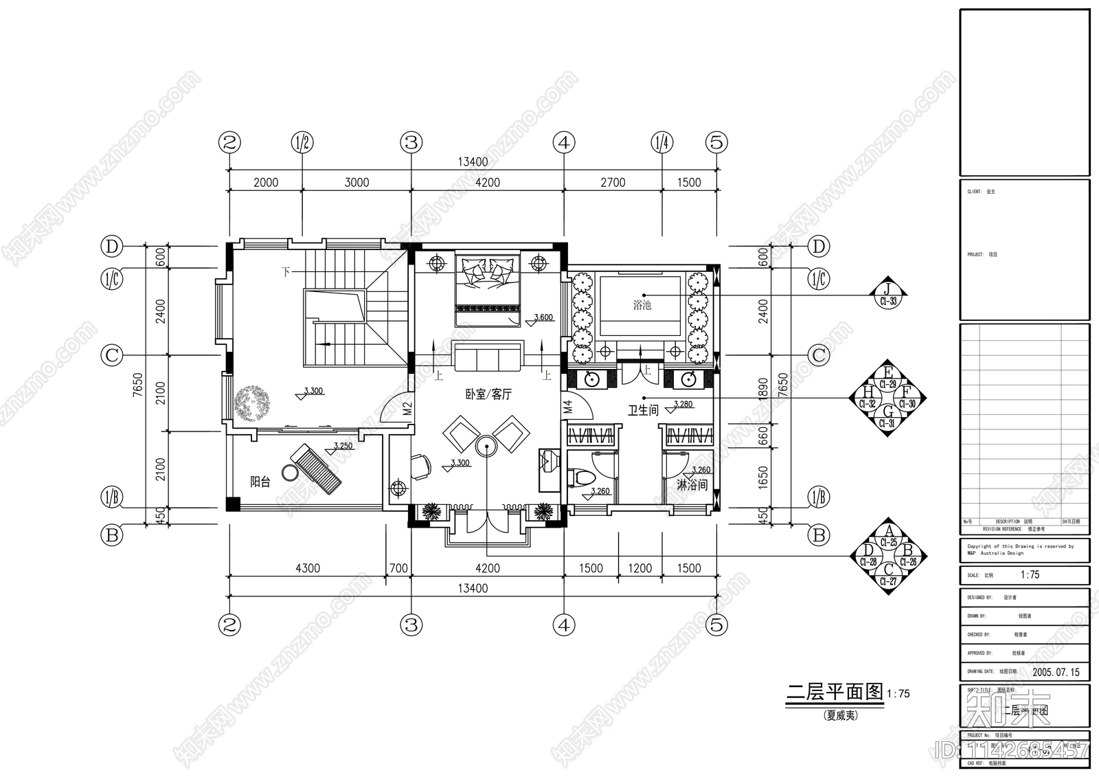 别墅室内装修cad施工图下载【ID:1142685457】